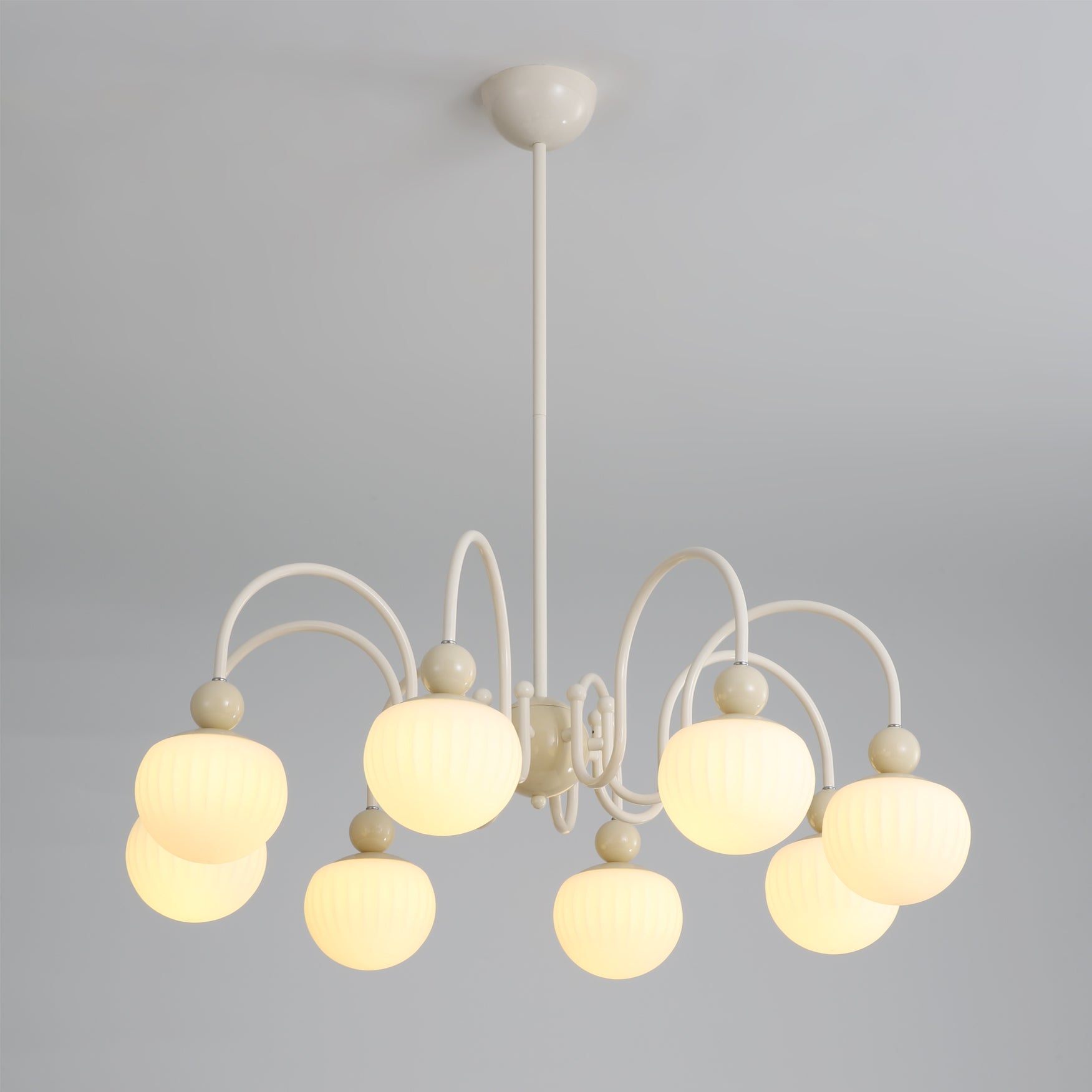 Notti Chandelier Cream Finish With Frosted Glass Globes - Letslighting