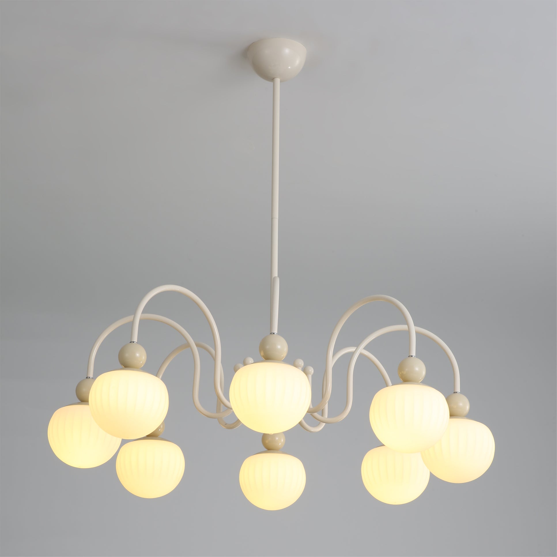 Notti Chandelier Cream Finish With Frosted Glass Globes - Letslighting