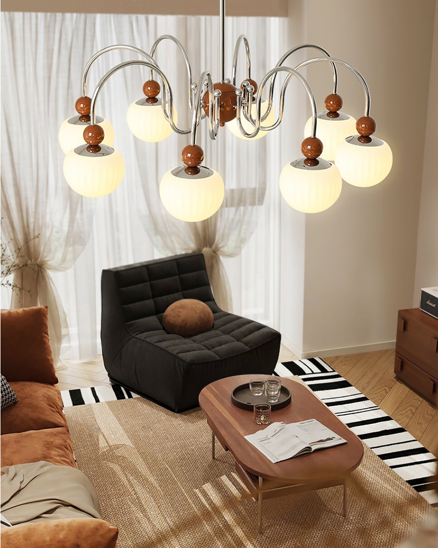 Notti Chandelier Cream Finish With Frosted Glass Globes - Letslighting