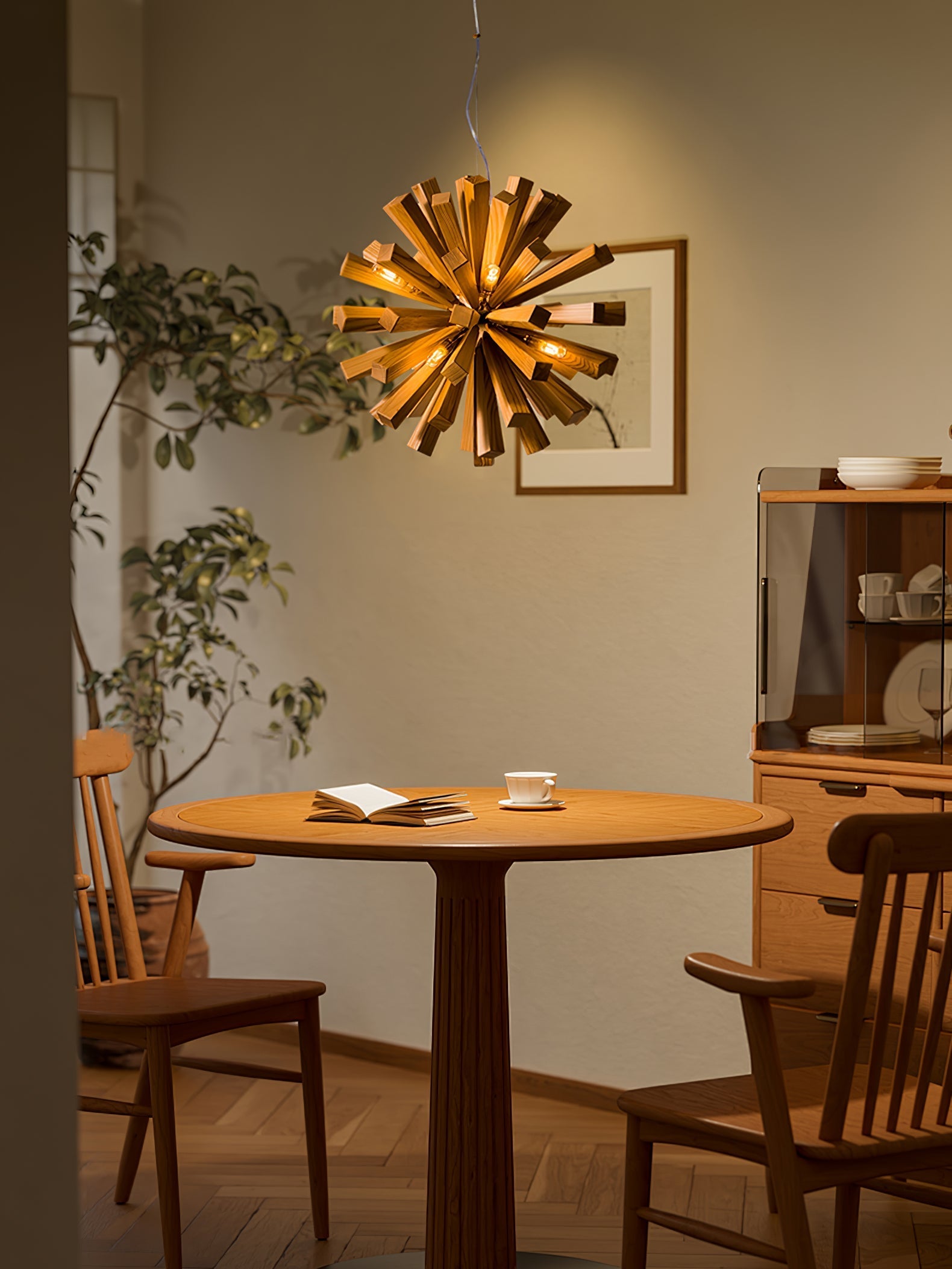 Nova Premium Nordic Art Burst Wood Chandelier - Letslighting