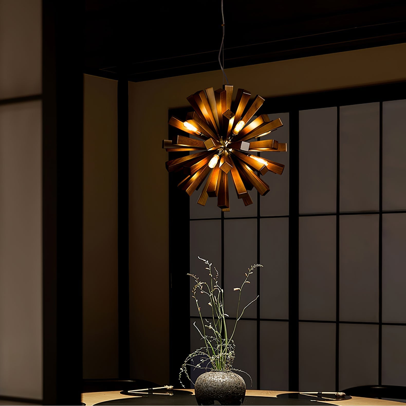 Nova Premium Nordic Art Burst Wood Chandelier - Letslighting