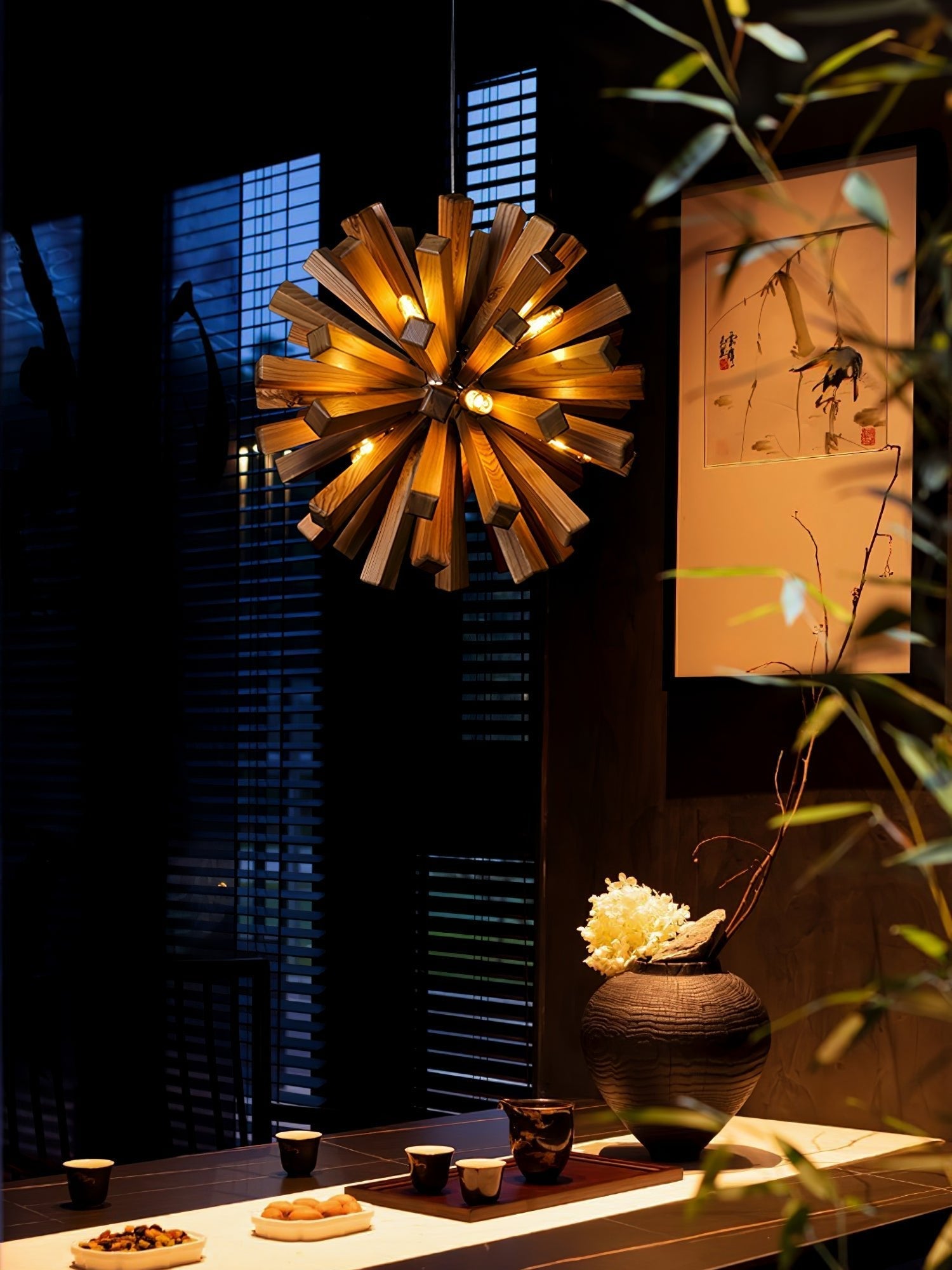Nova Premium Nordic Art Burst Wood Chandelier - Letslighting