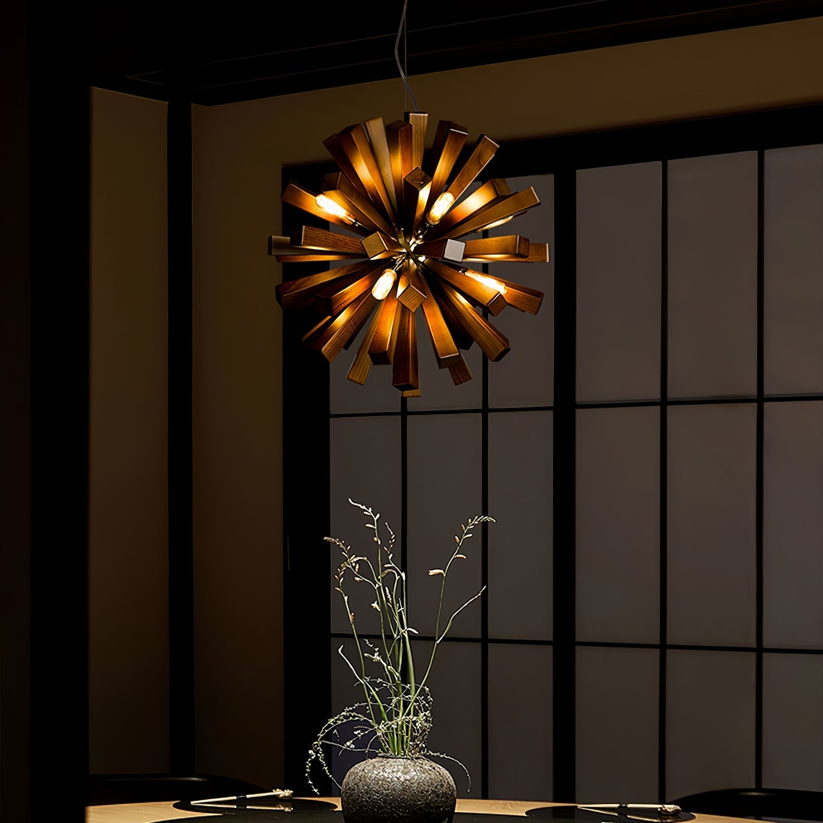 Nova Premium Nordic Art Burst Wood Chandelier - Letslighting