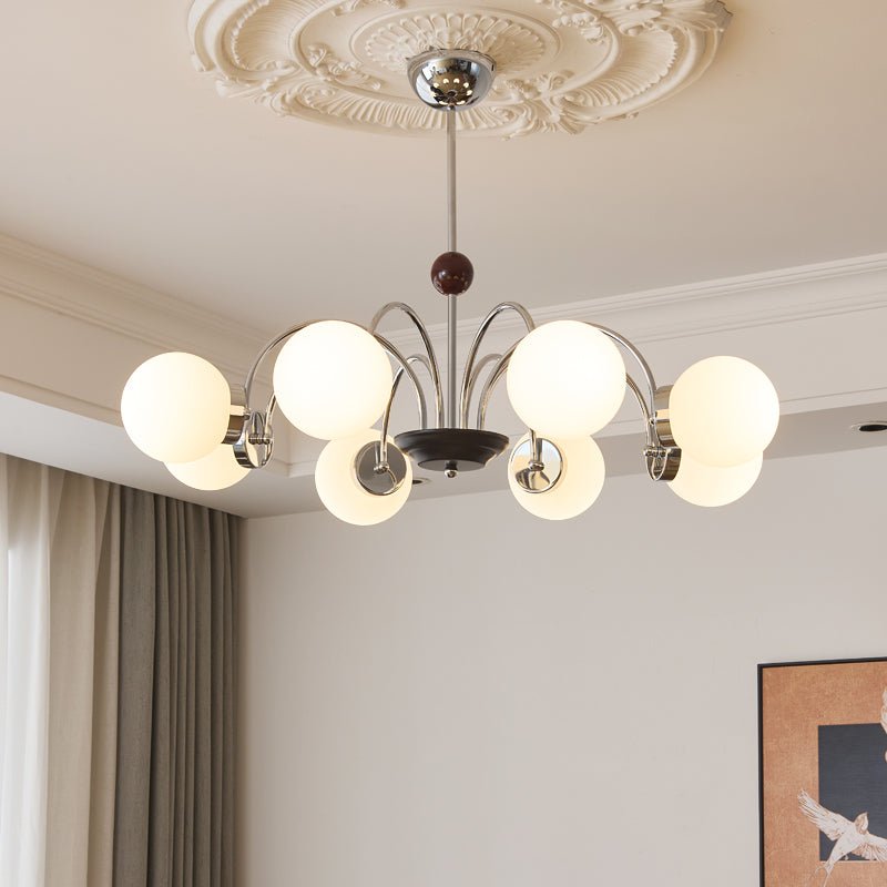 Lustra Chandelier Wood Glass Contemporary Curved - Letslighting