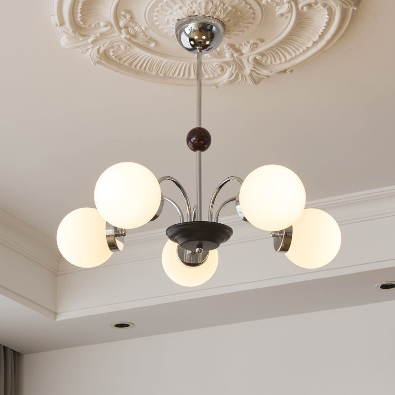 Lustra Chandelier Wood Glass Contemporary Curved - Letslighting
