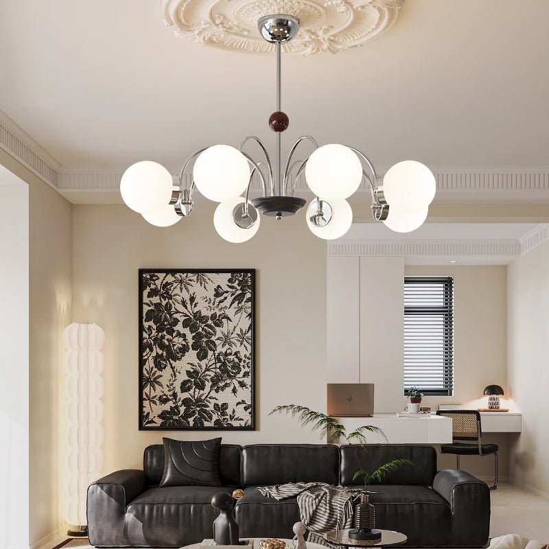 Lustra Chandelier Wood Glass Contemporary Curved - Letslighting