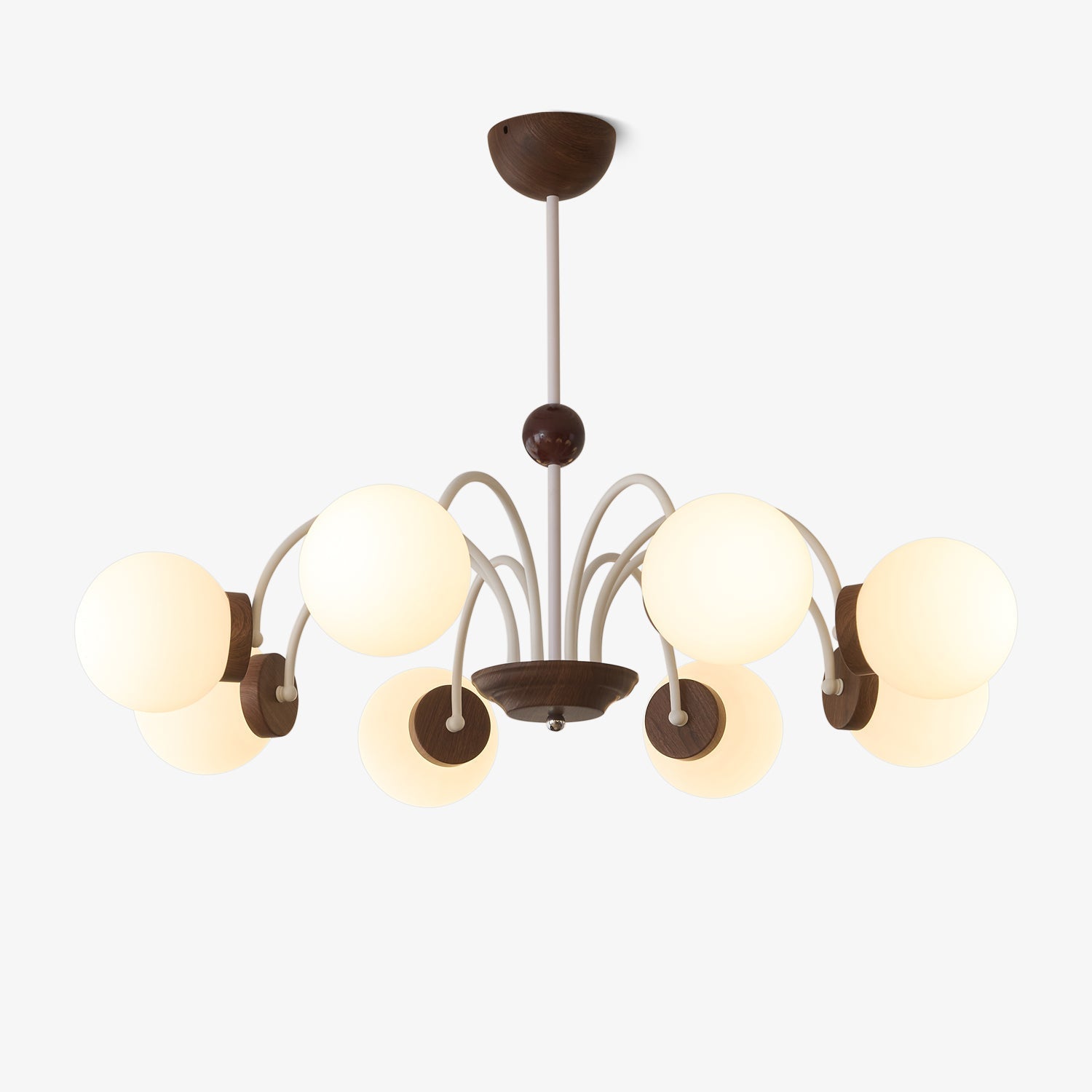 Lustra Chandelier Wood Glass Contemporary Curved - Letslighting