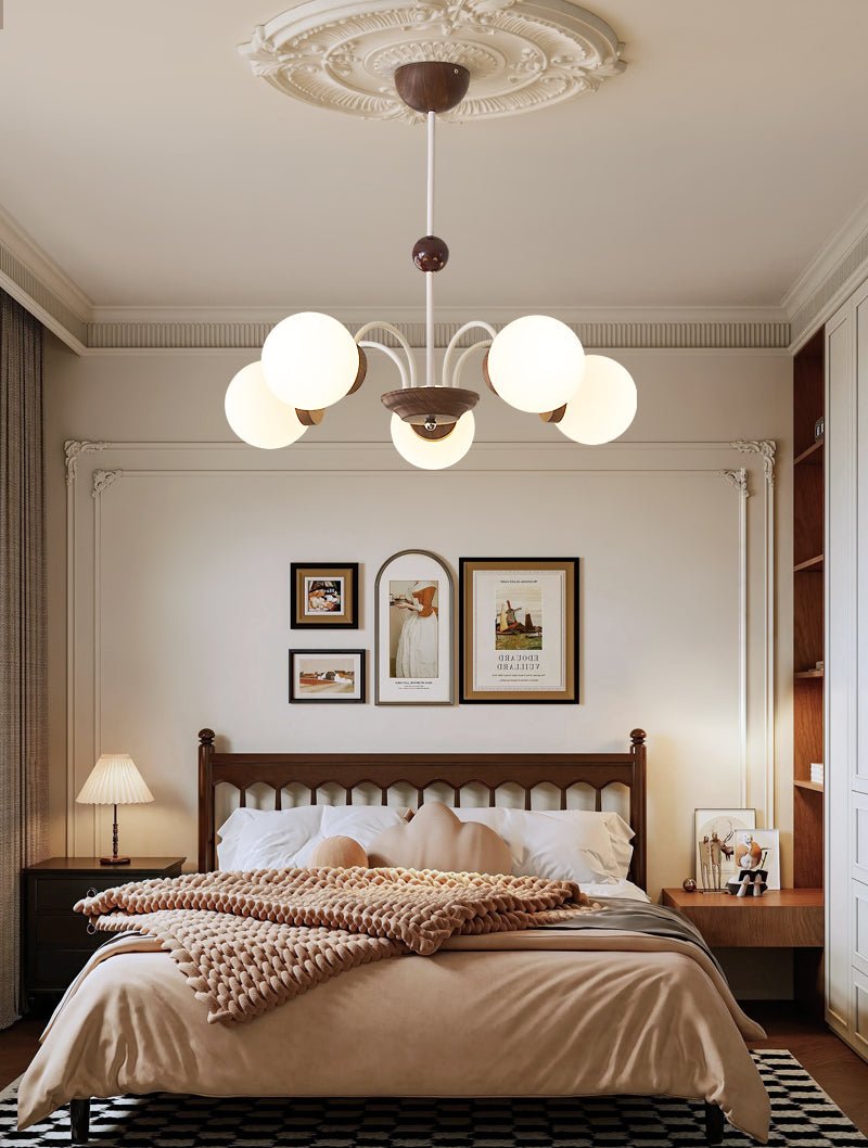 Lustra Chandelier Wood Glass Contemporary Curved - Letslighting
