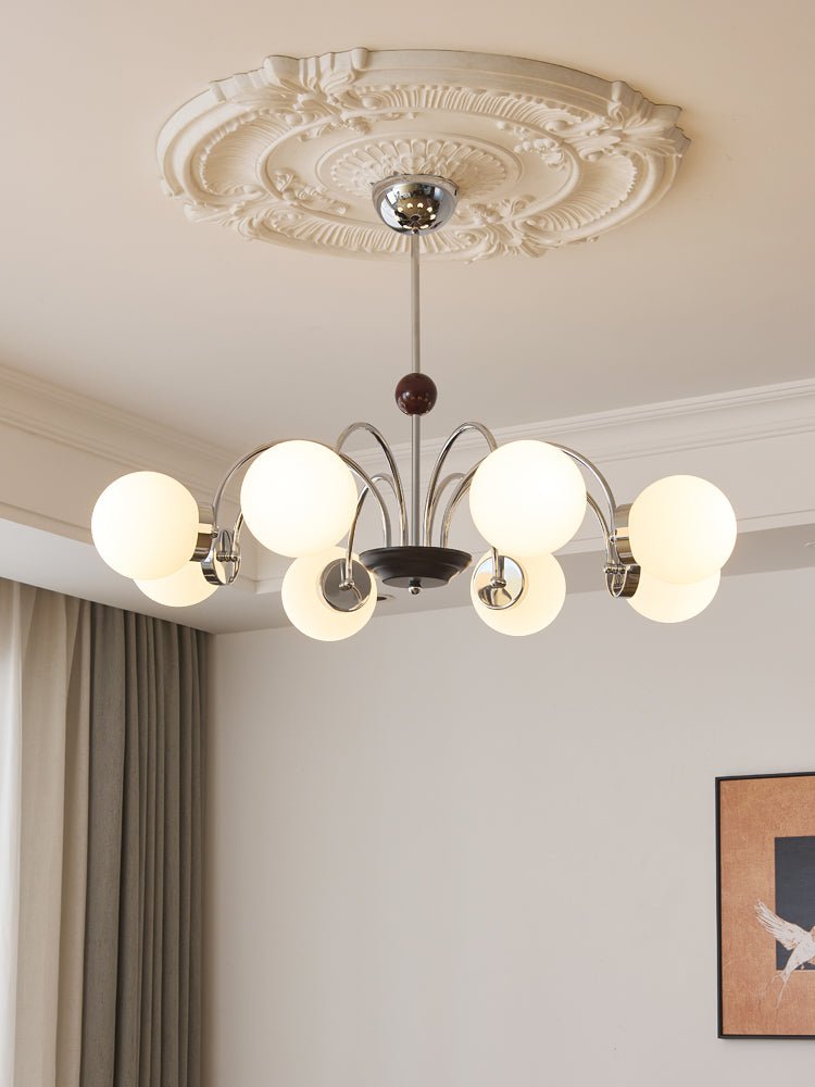 Lustra Chandelier Wood Glass Contemporary Curved - Letslighting