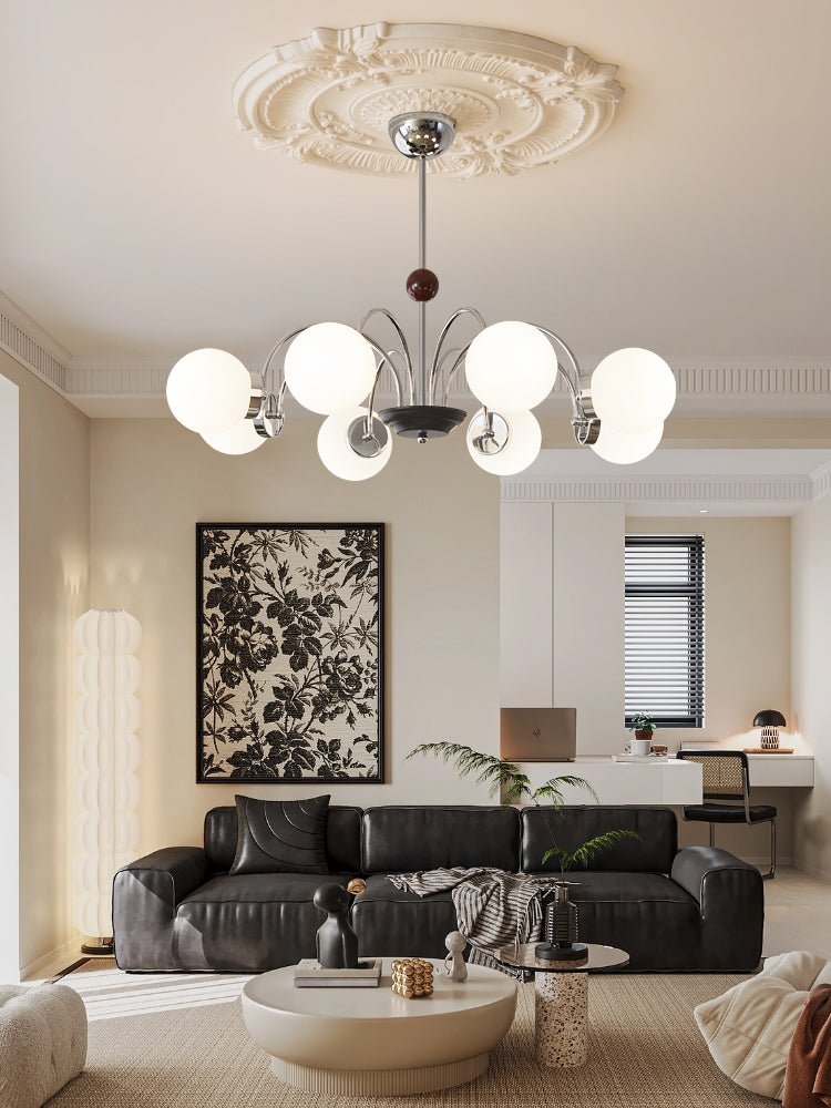 Lustra Chandelier Wood Glass Contemporary Curved - Letslighting