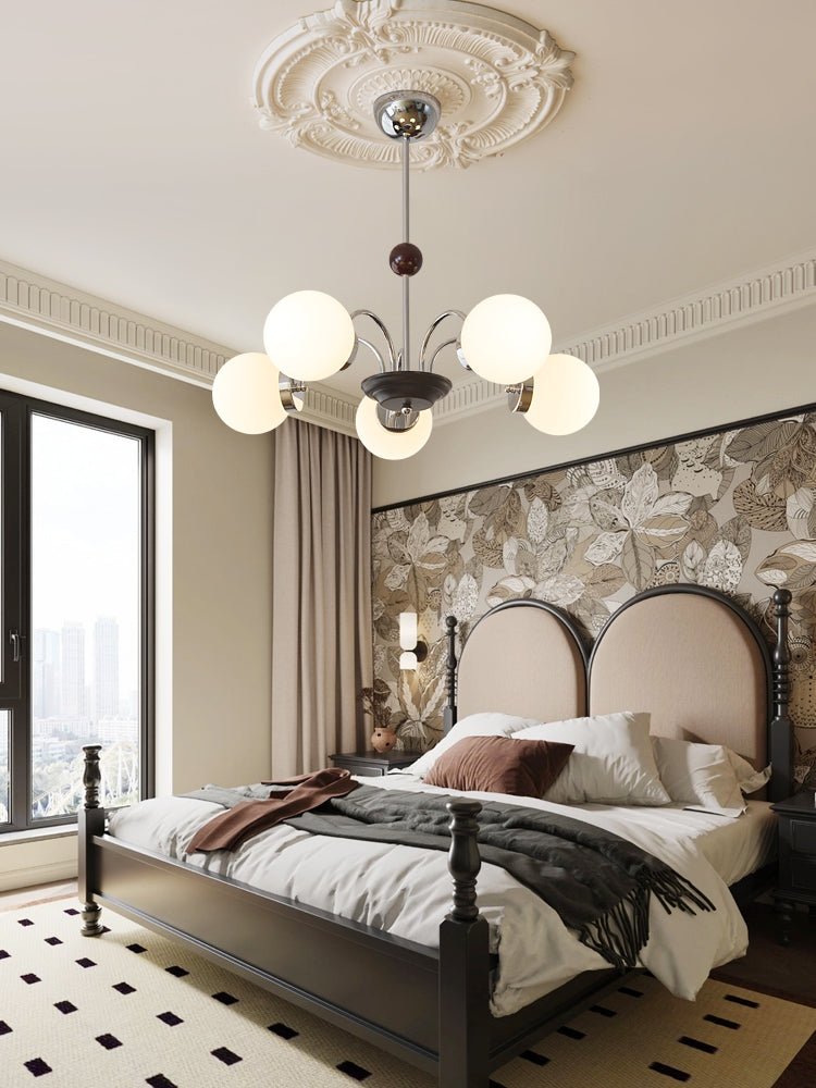 Lustra Chandelier Wood Glass Contemporary Curved - Letslighting