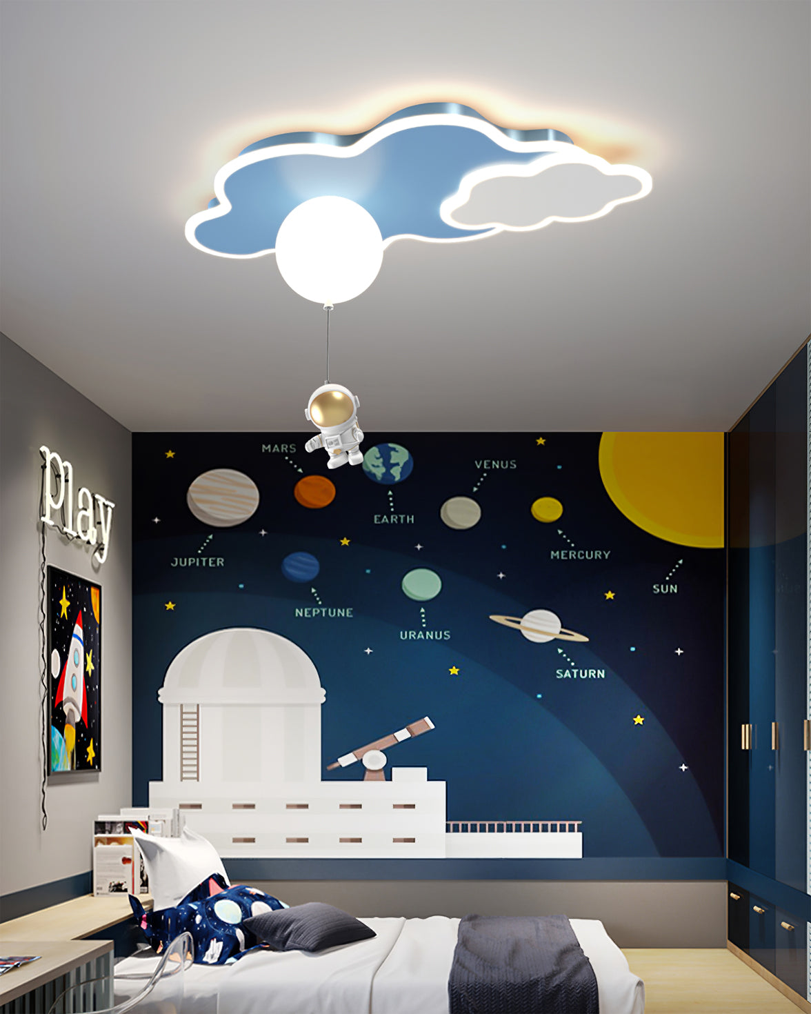Nuages Ceiling Lamp Cloud Shape With Astronaut Detail - Letslighting