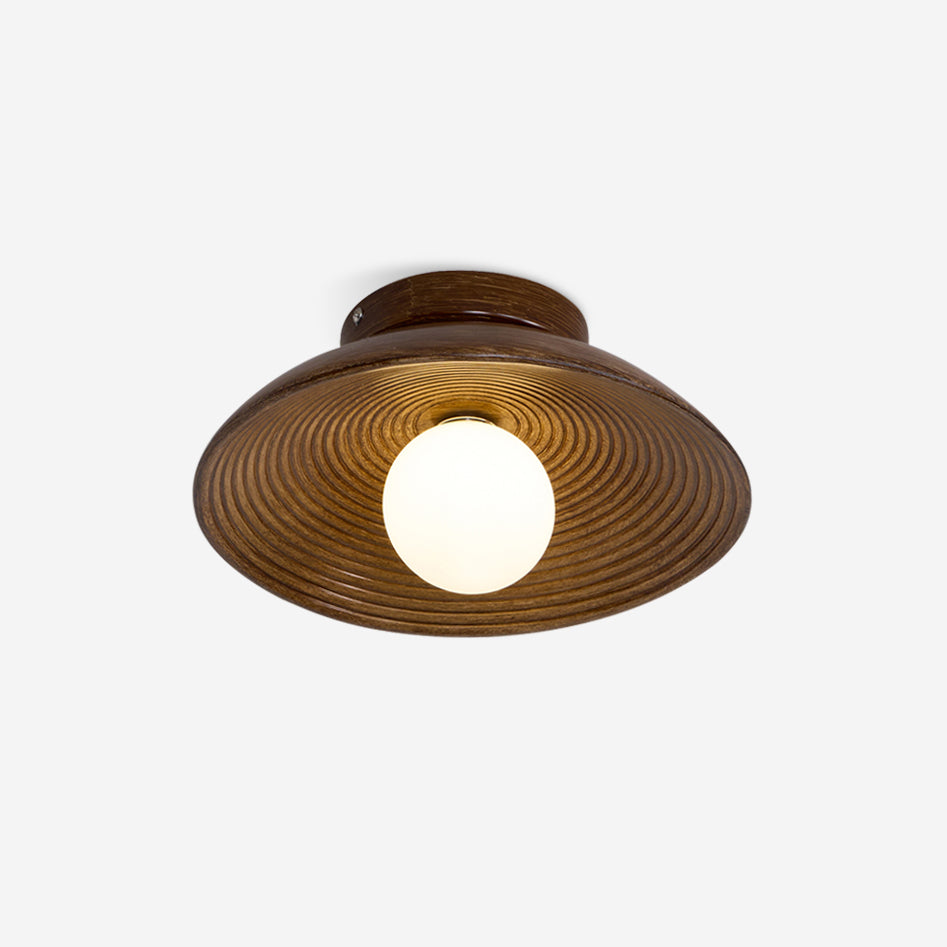 Orvian Wooden Flush Mount Ceiling Light with Round Globe - Letslighting