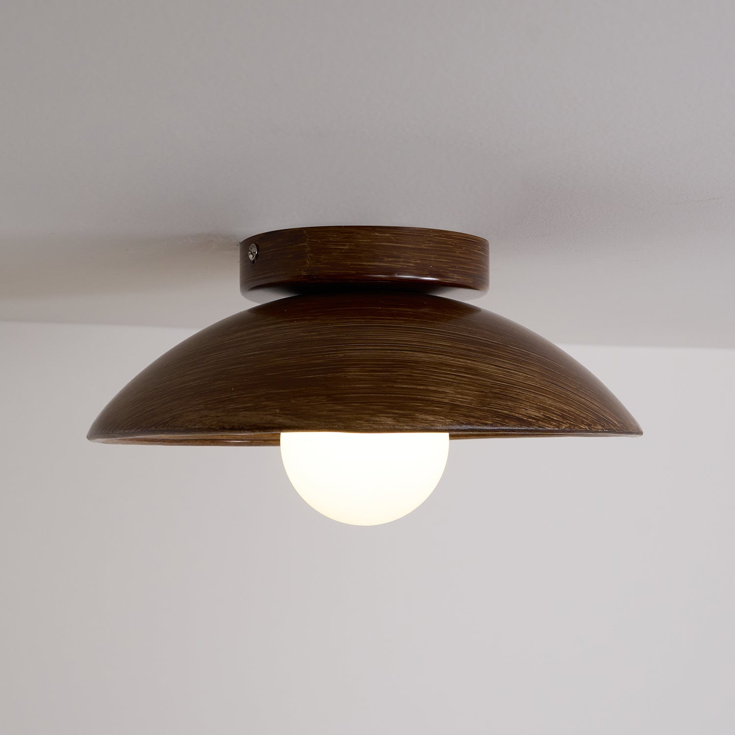 Orvian Wooden Flush Mount Ceiling Light with Round Globe - Letslighting
