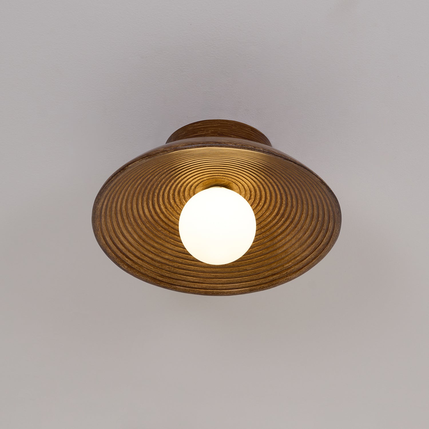 Orvian Wooden Flush Mount Ceiling Light with Round Globe - Letslighting
