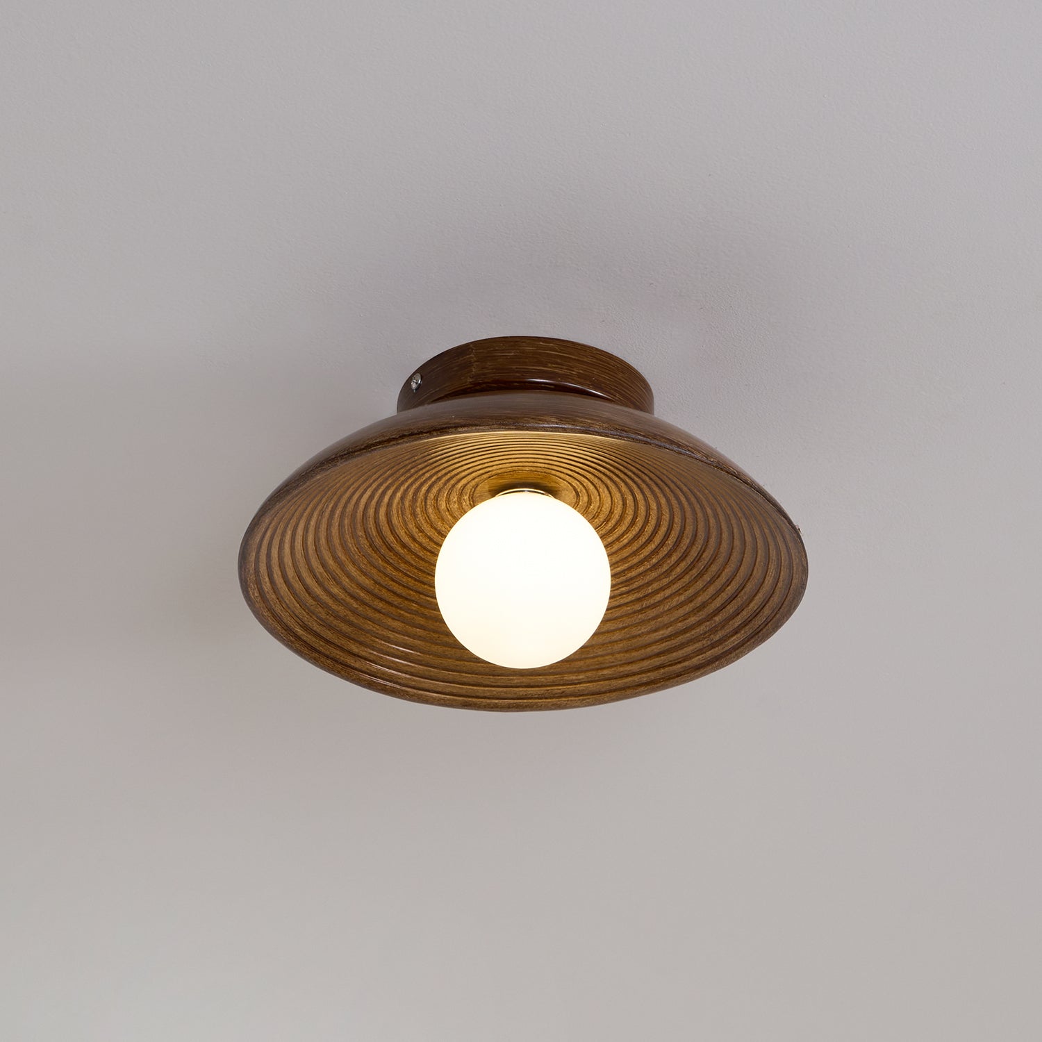 Orvian Wooden Flush Mount Ceiling Light with Round Globe - Letslighting