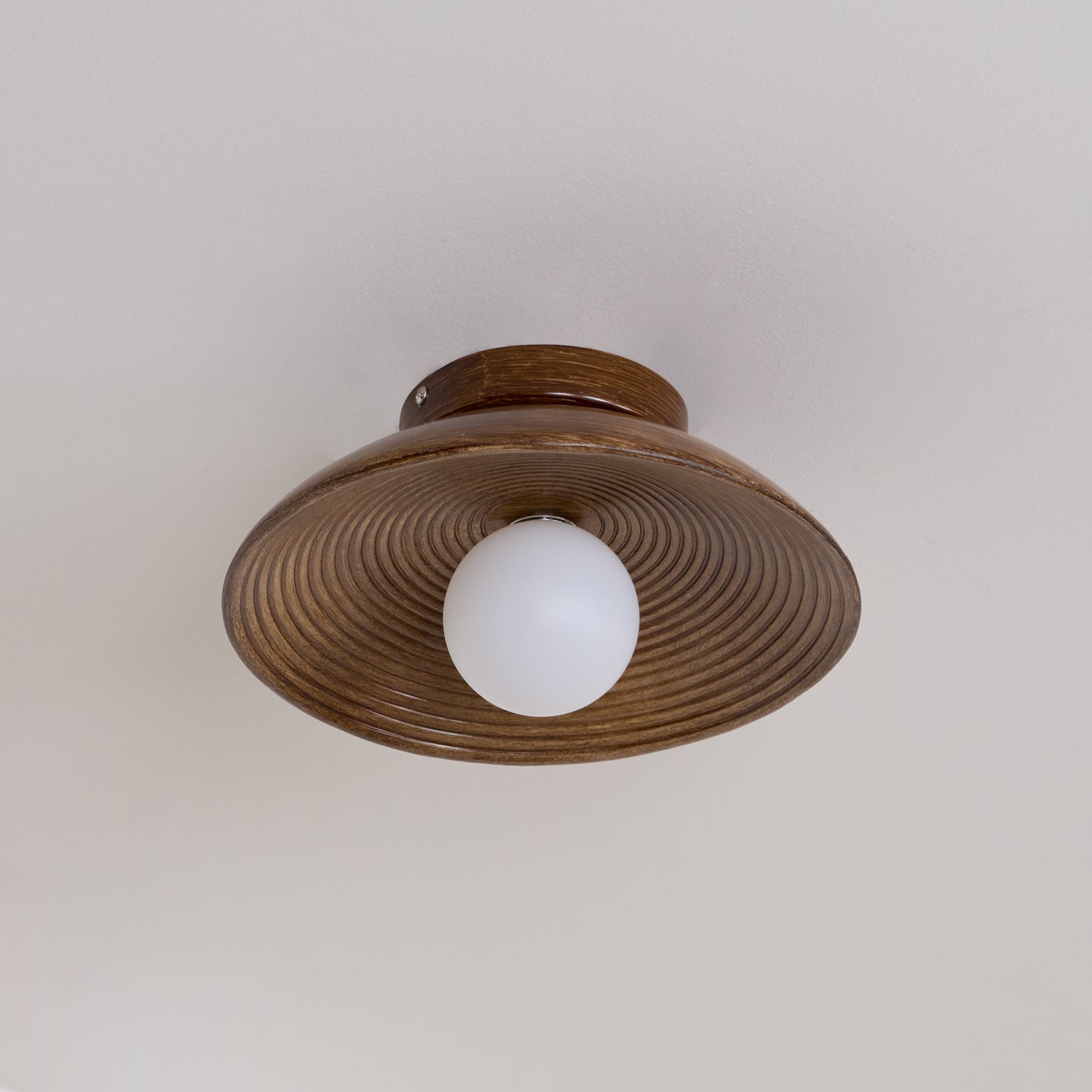 Orvian Wooden Flush Mount Ceiling Light with Round Globe - Letslighting