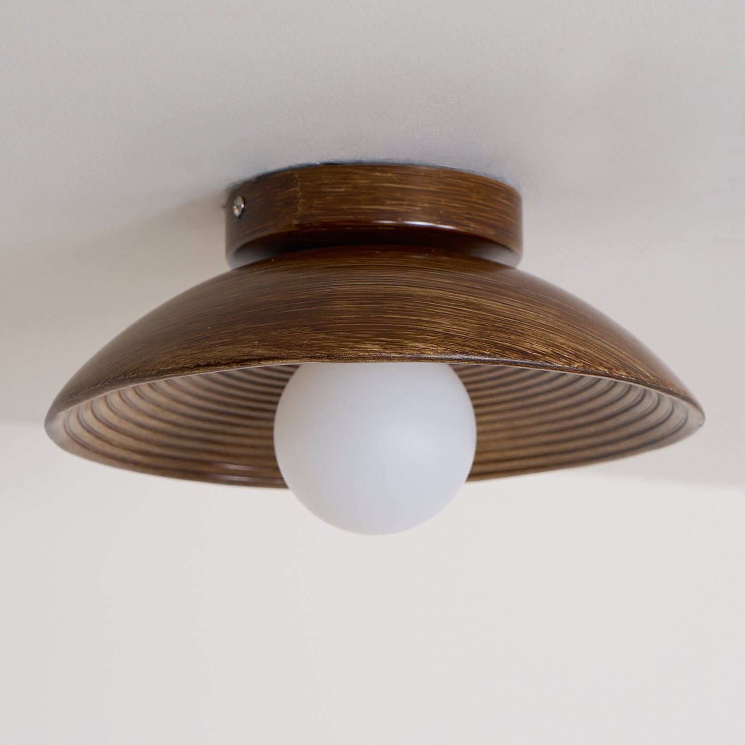 Orvian Wooden Flush Mount Ceiling Light with Round Globe - Letslighting