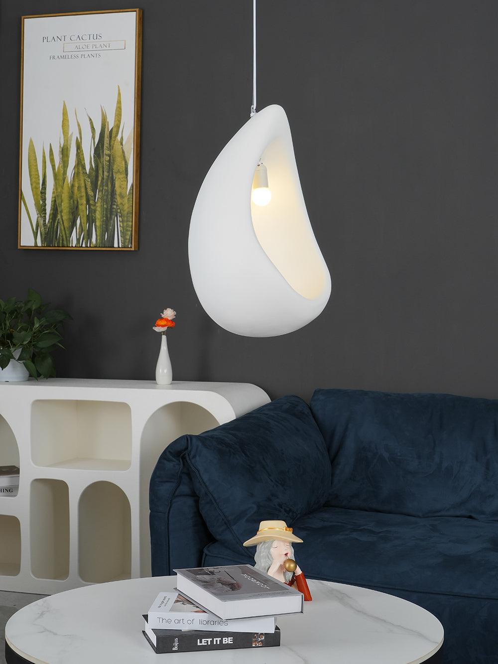 Solara Pendant Lamp Plaster Organic Hollow Teardrop Wabi Sabi - Letslighting