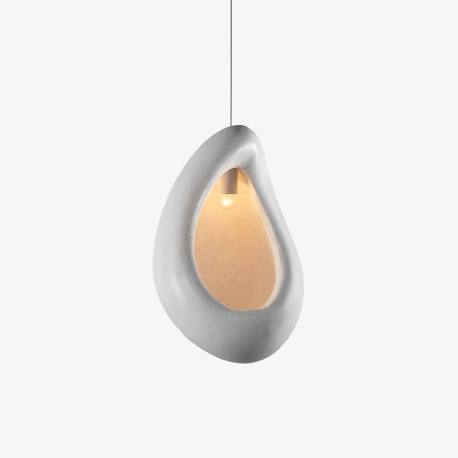 Solara Pendant Lamp Plaster Organic Hollow Teardrop Wabi Sabi - Letslighting