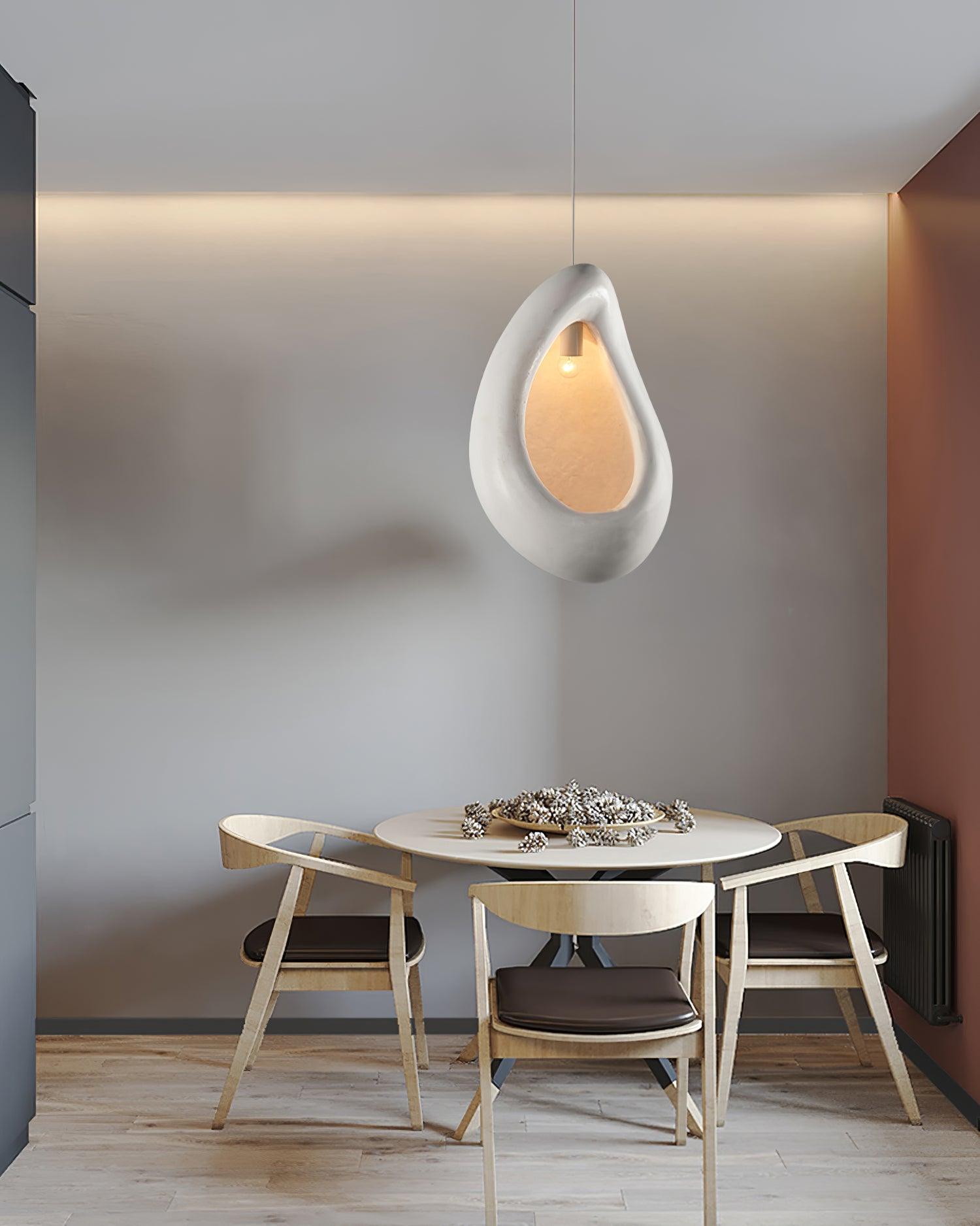 Solara Pendant Lamp Plaster Organic Hollow Teardrop Wabi Sabi - Letslighting