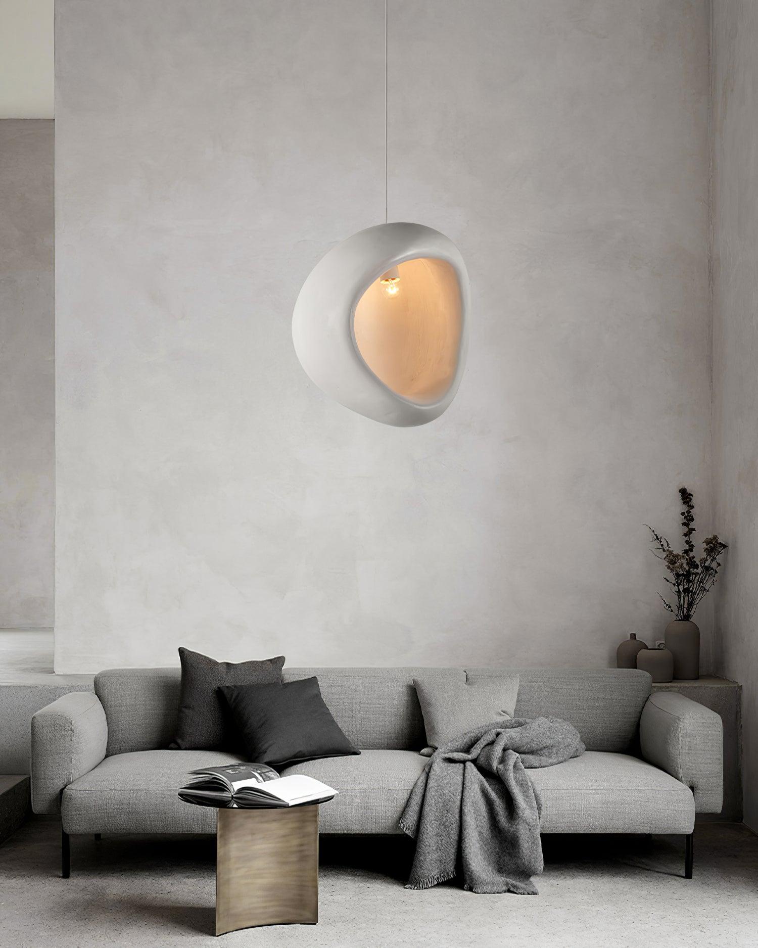 Solara Pendant Lamp Plaster Organic Hollow Teardrop Wabi Sabi - Letslighting