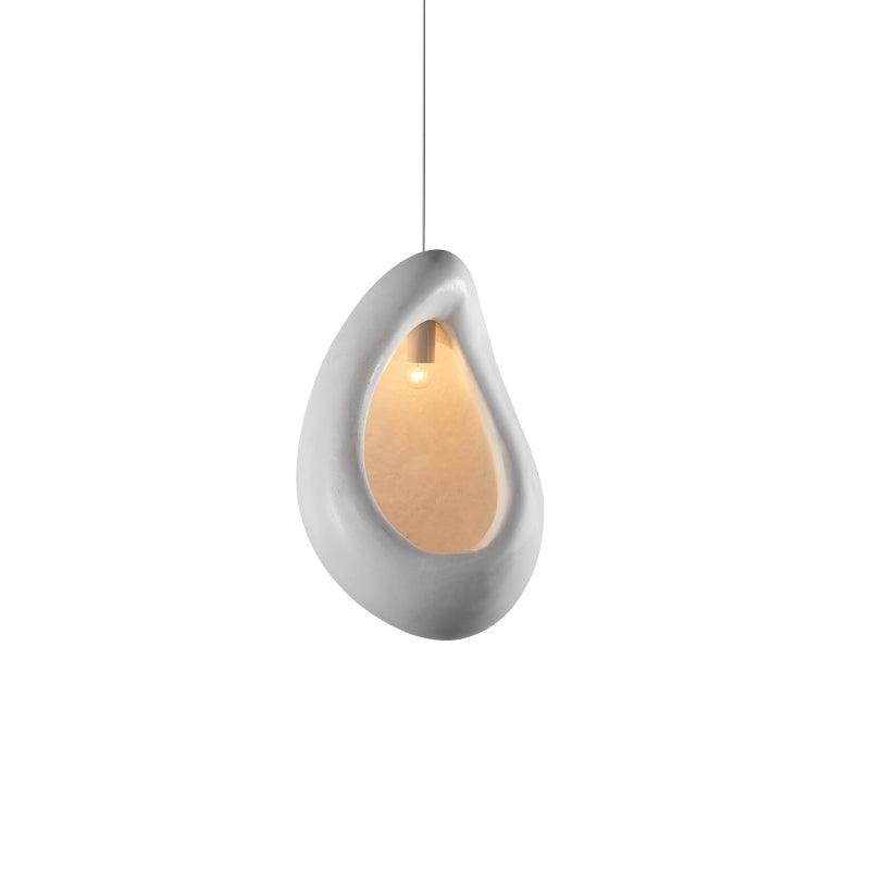 Solara Pendant Lamp Plaster Organic Hollow Teardrop Wabi Sabi - Letslighting