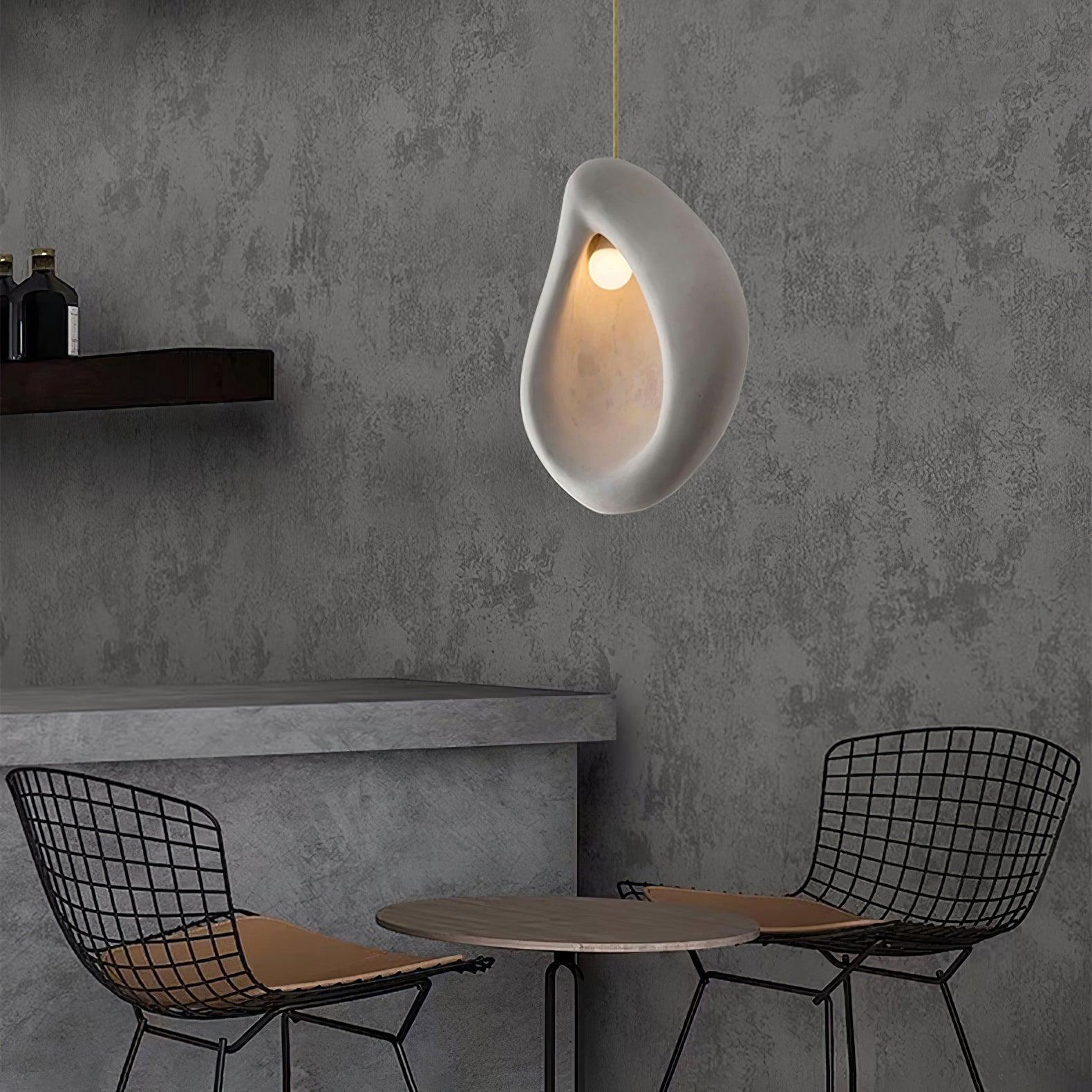 Solara Pendant Lamp Plaster Organic Hollow Teardrop Wabi Sabi - Letslighting