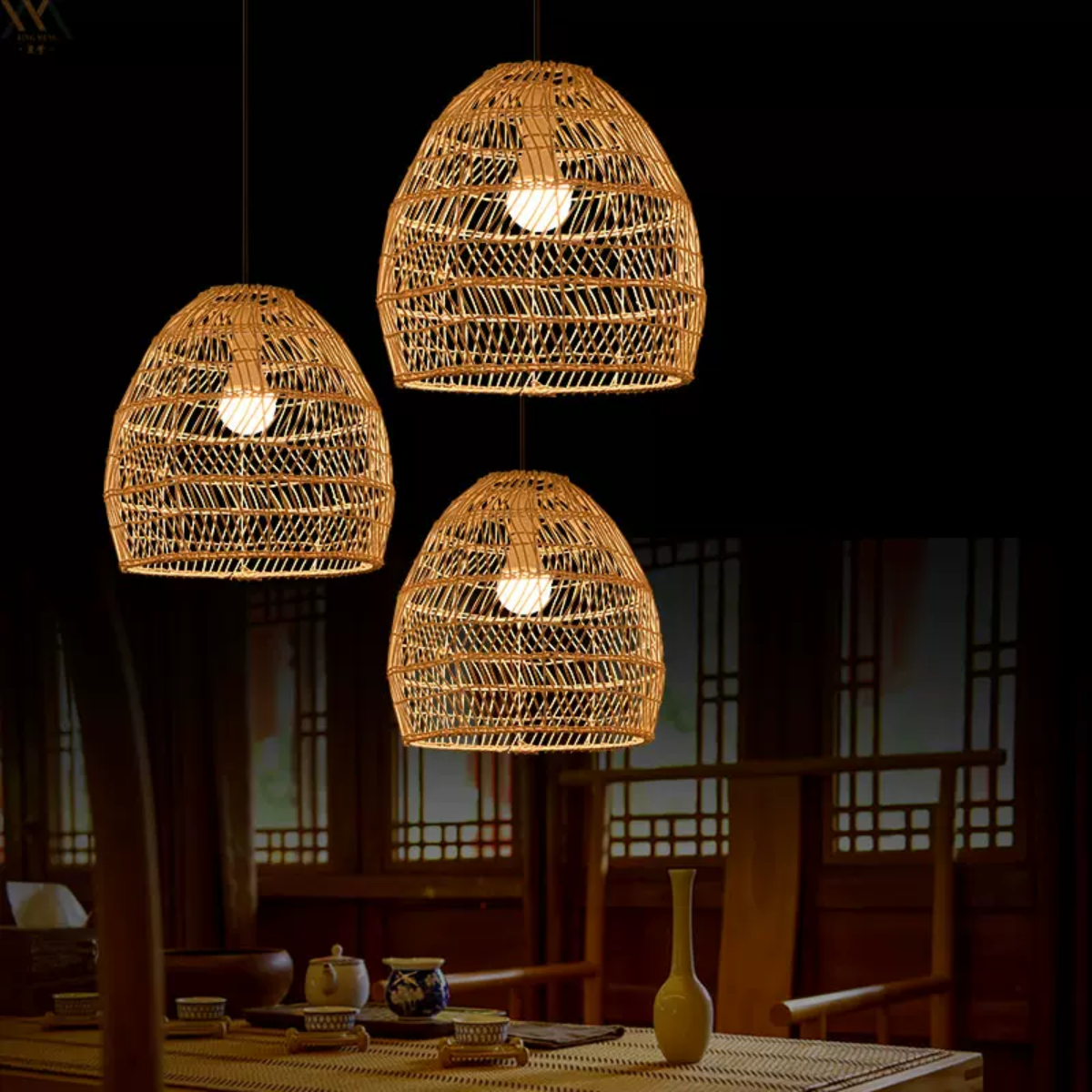 Ritta Design Retro LED Pendant Light Wood Wood Bedroom Living Room Study Room Hall - Letslighting