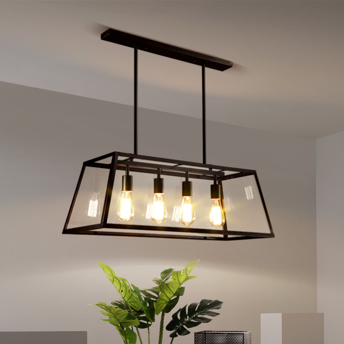 Epoch Industrial LED Modern Pendant Light Glass Metal Kitchen Bedroom Living Room - Letslighting