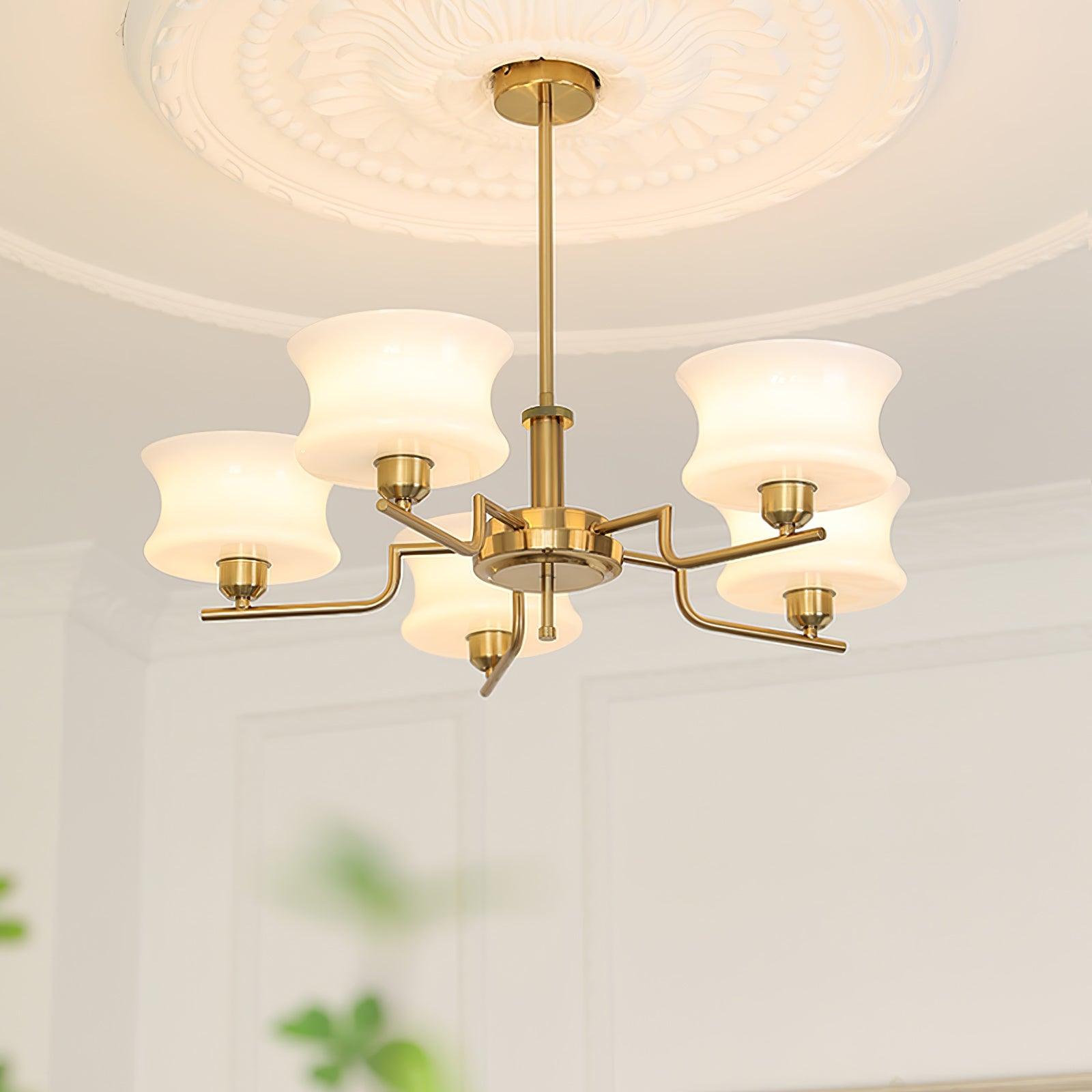 Lustra Chandelier Natural Gold Vintage Glass - Letslighting