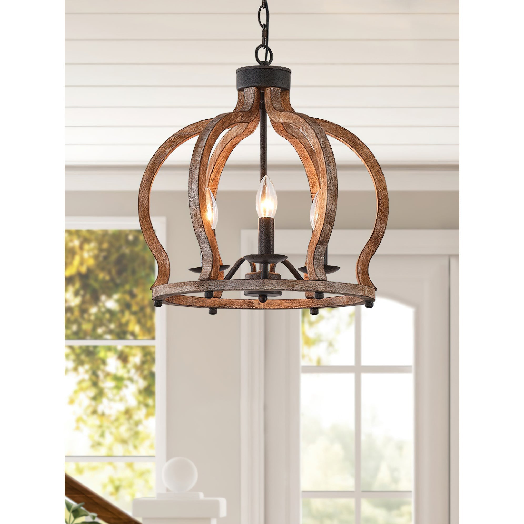 Vivinir Vintage Industrial Aura Farmhouse Wooden Pendant Lamp - Letslighting