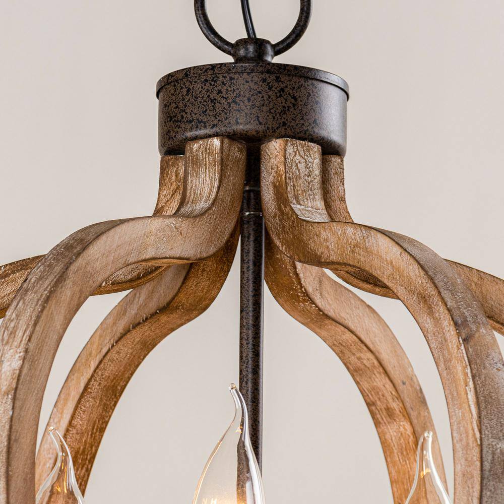 Vivinir Vintage Industrial Aura Farmhouse Wooden Pendant Lamp - Letslighting