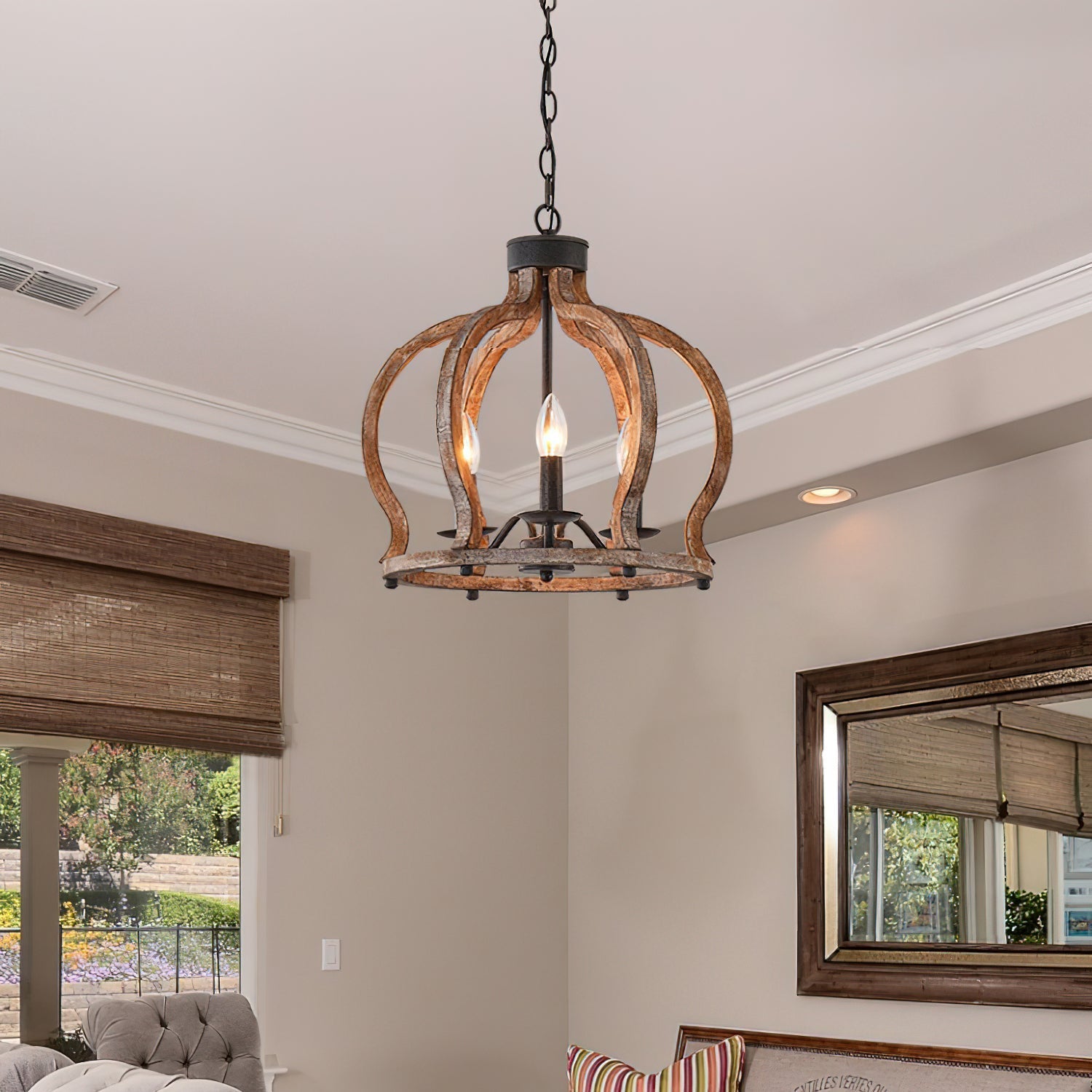 Vivinir Vintage Industrial Aura Farmhouse Wooden Pendant Lamp - Letslighting