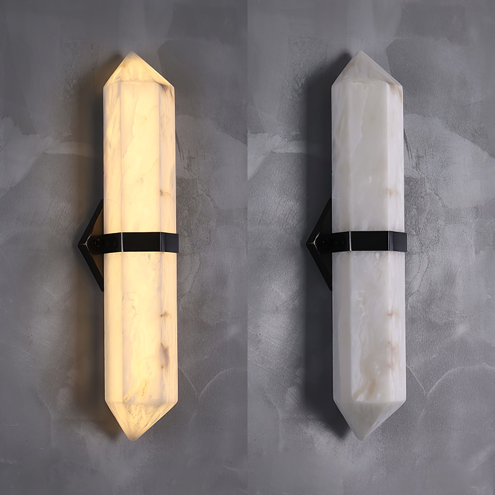 Obelisk Modern Metal & Alabaster Wall Light