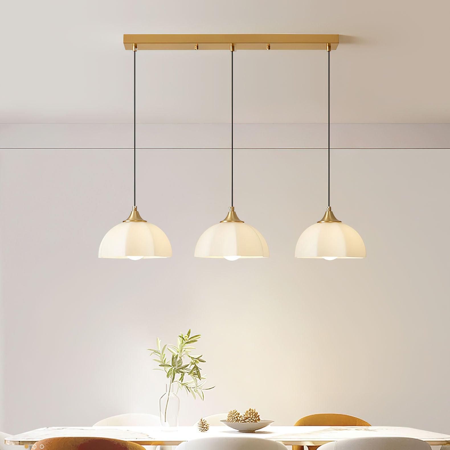 Lustra Chandelier Octagonal Glass Bowl Copper French - Letslighting