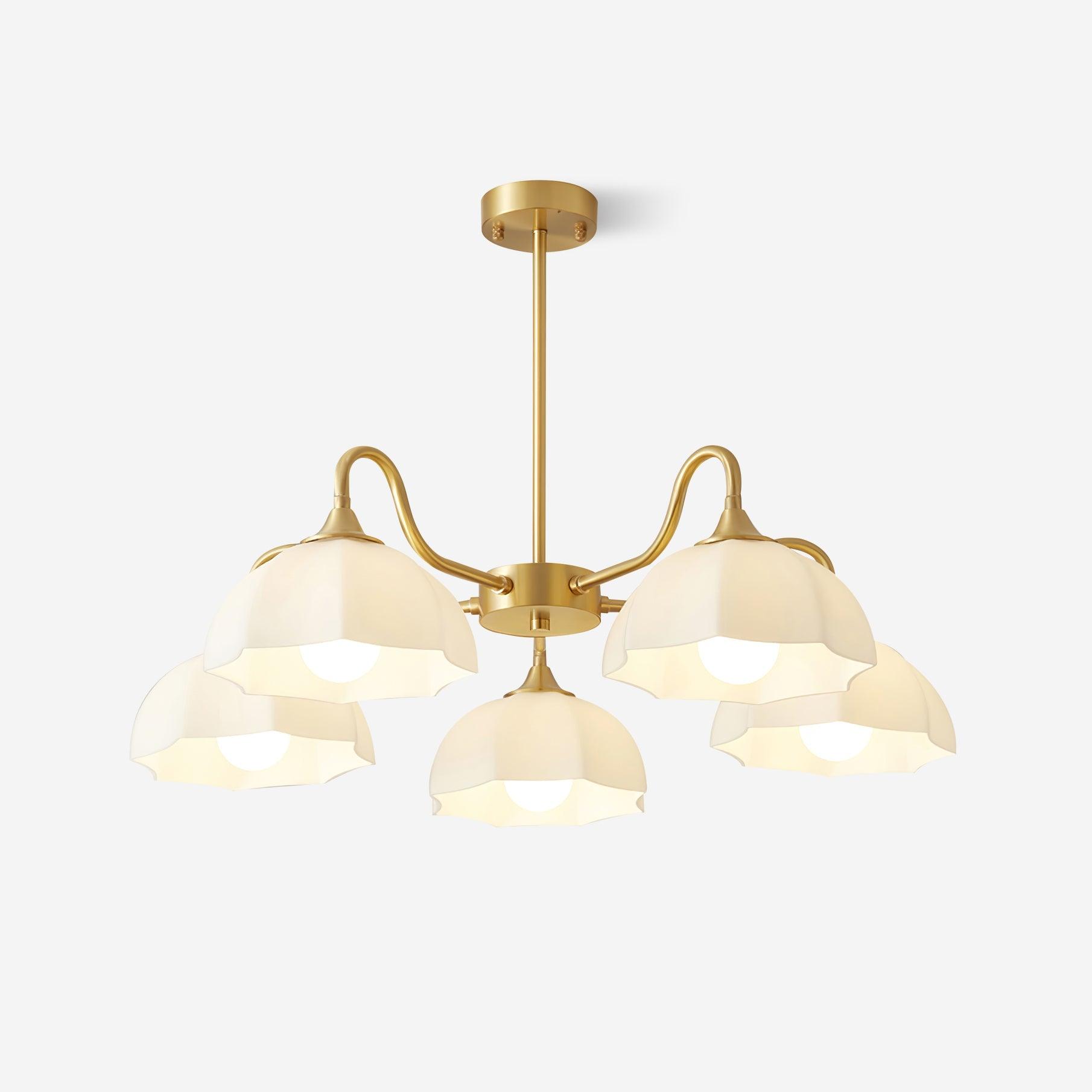 Lustra Chandelier Octagonal Glass Bowl Copper French - Letslighting
