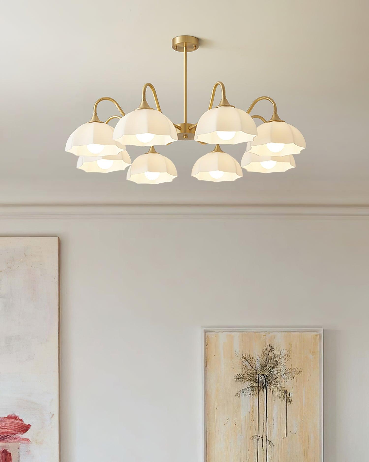 Lustra Chandelier Octagonal Glass Bowl Copper French - Letslighting