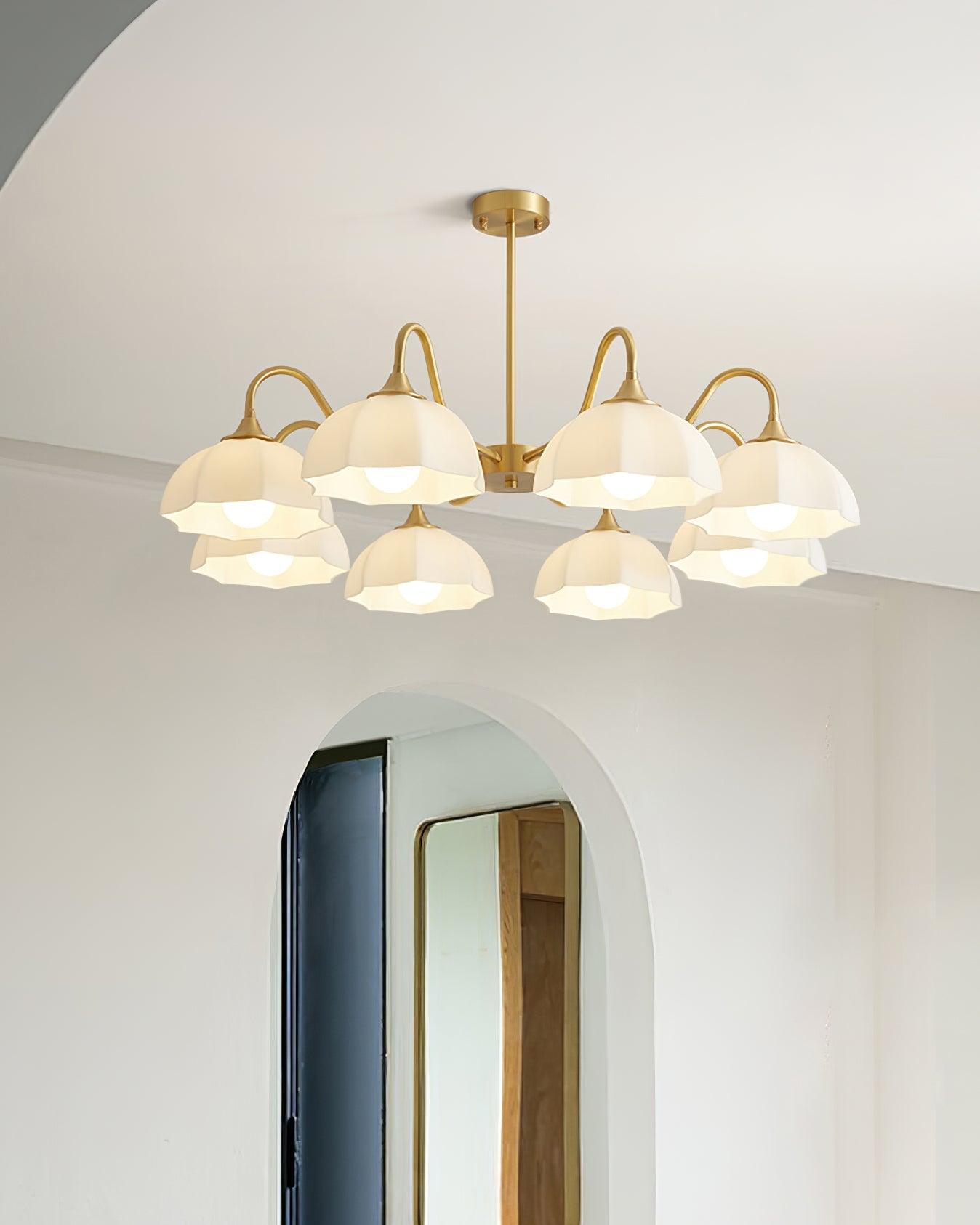 Lustra Chandelier Octagonal Glass Bowl Copper French - Letslighting