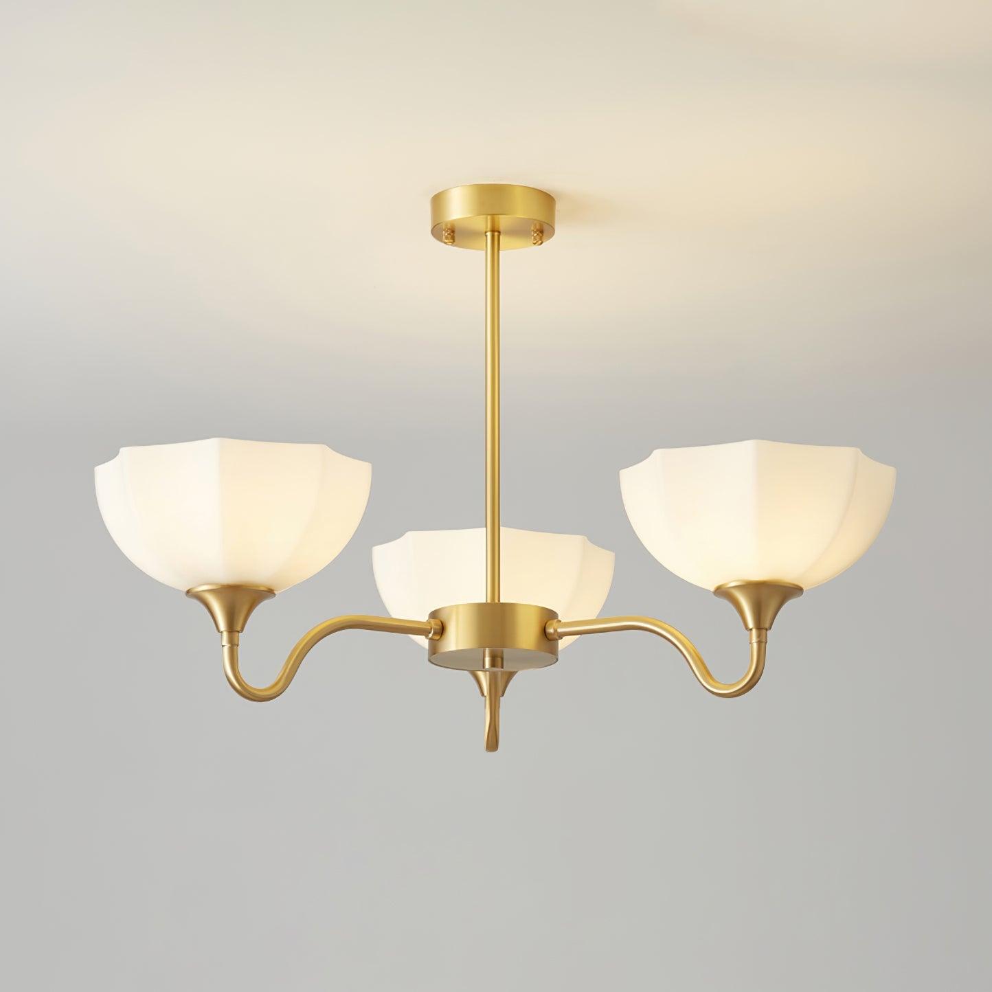 Lustra Chandelier Octagonal Glass Bowl Copper French - Letslighting