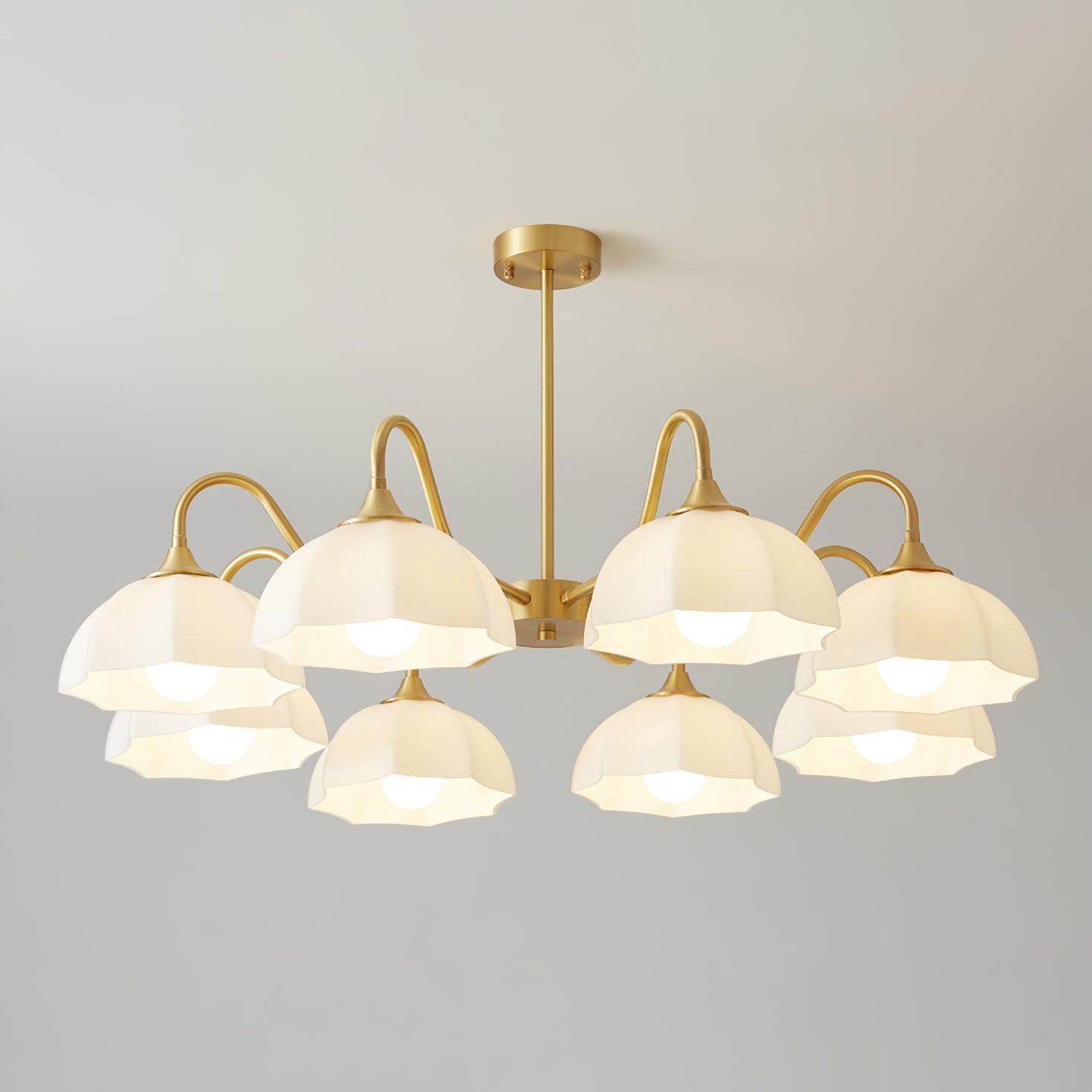 Lustra Chandelier Octagonal Glass Bowl Copper French - Letslighting