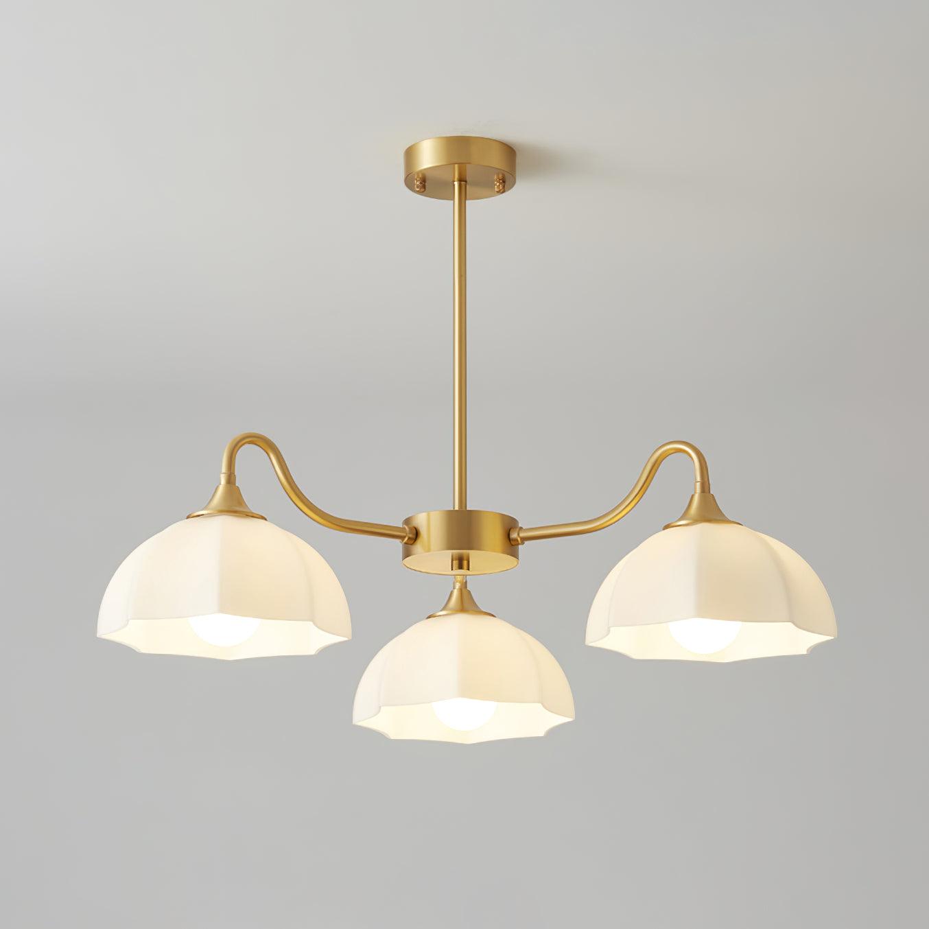 Lustra Chandelier Octagonal Glass Bowl Copper French - Letslighting
