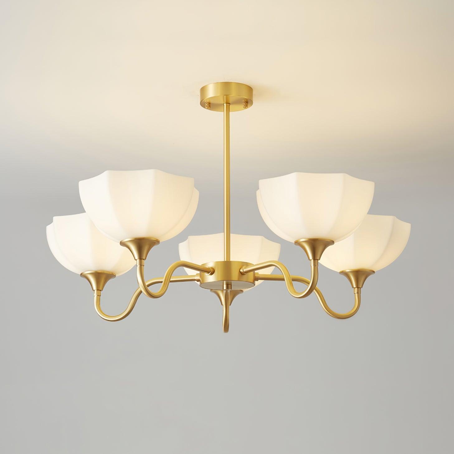 Lustra Chandelier Octagonal Glass Bowl Copper French - Letslighting