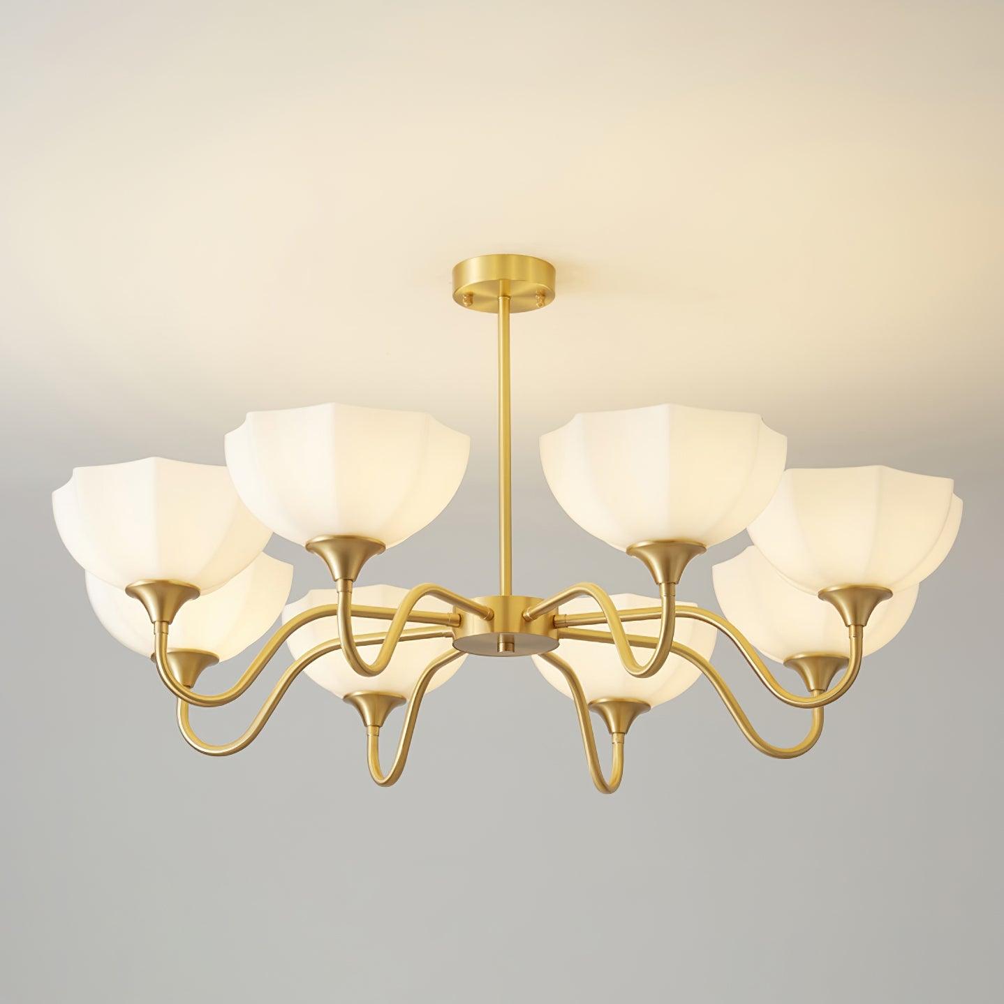 Lustra Chandelier Octagonal Glass Bowl Copper French - Letslighting