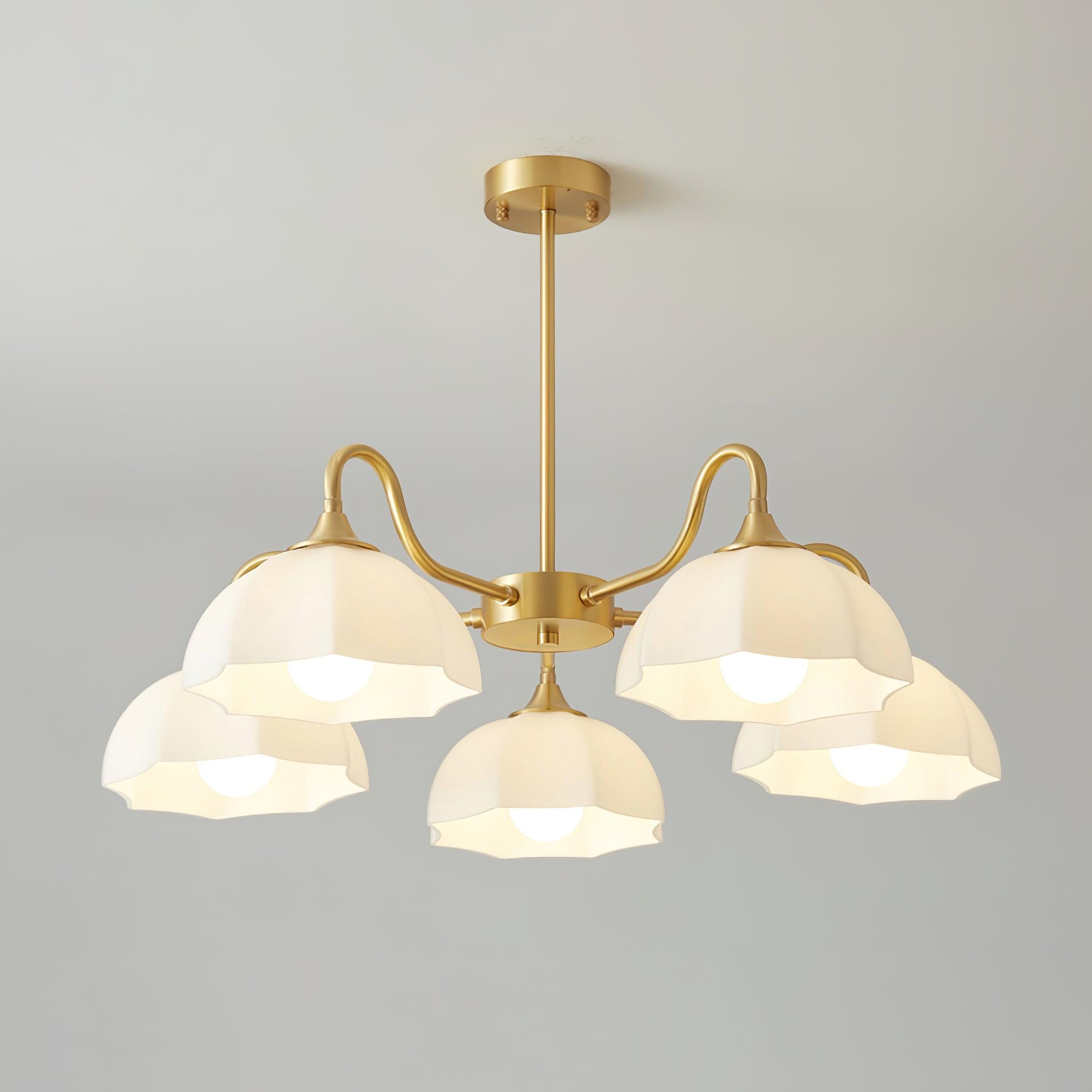 Lustra Chandelier Octagonal Glass Bowl Copper French - Letslighting