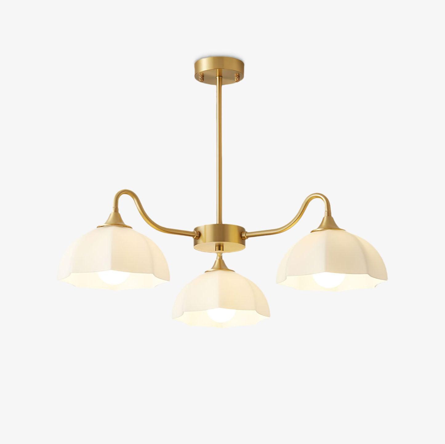 Lustra Chandelier Octagonal Glass Bowl Copper French - Letslighting