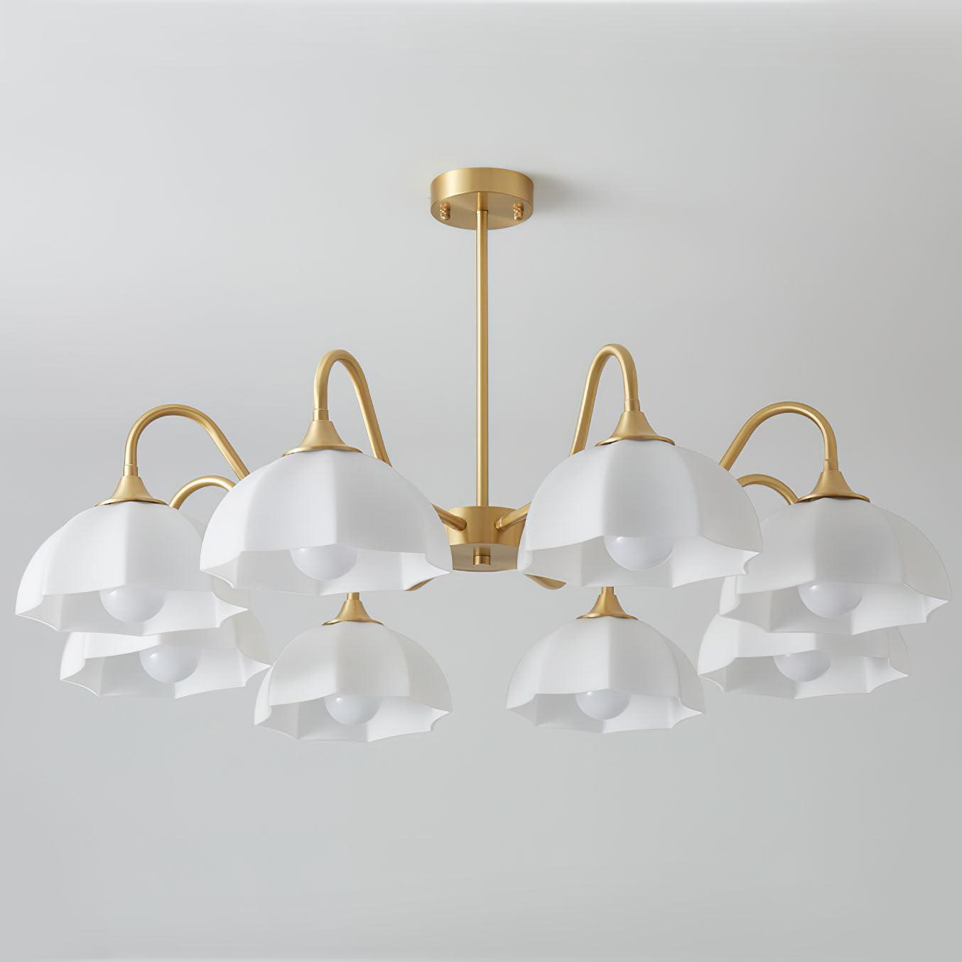 Lustra Chandelier Octagonal Glass Bowl Copper French - Letslighting