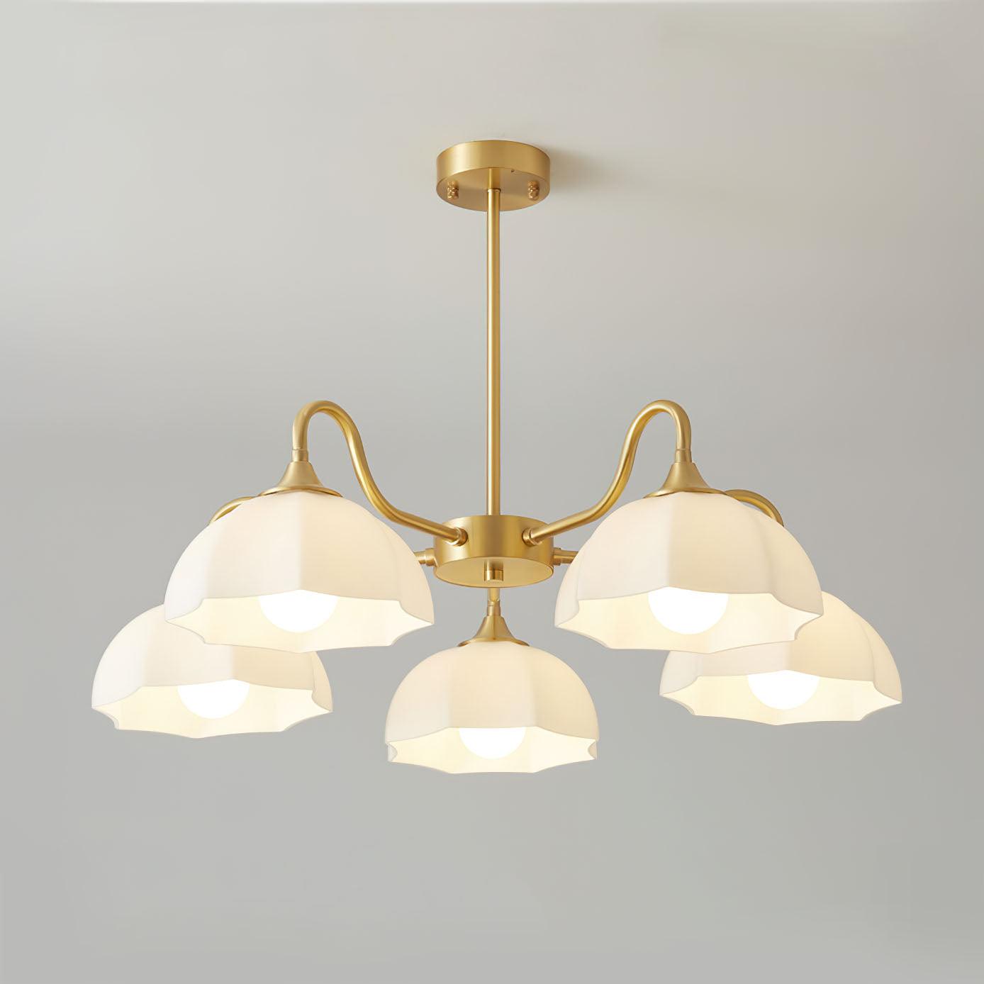Lustra Chandelier Octagonal Glass Bowl Copper French - Letslighting