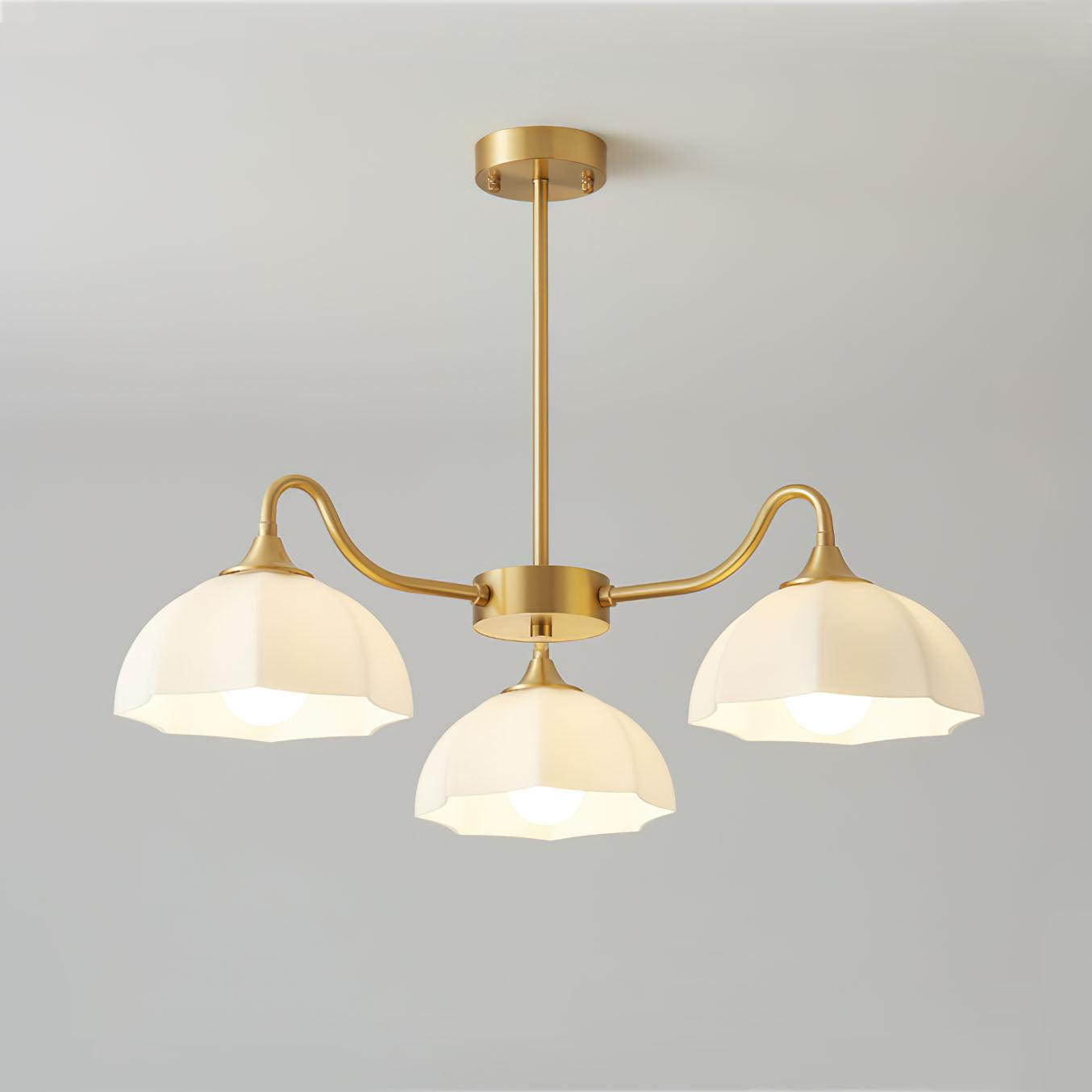 Lustra Chandelier Octagonal Glass Bowl Copper French - Letslighting