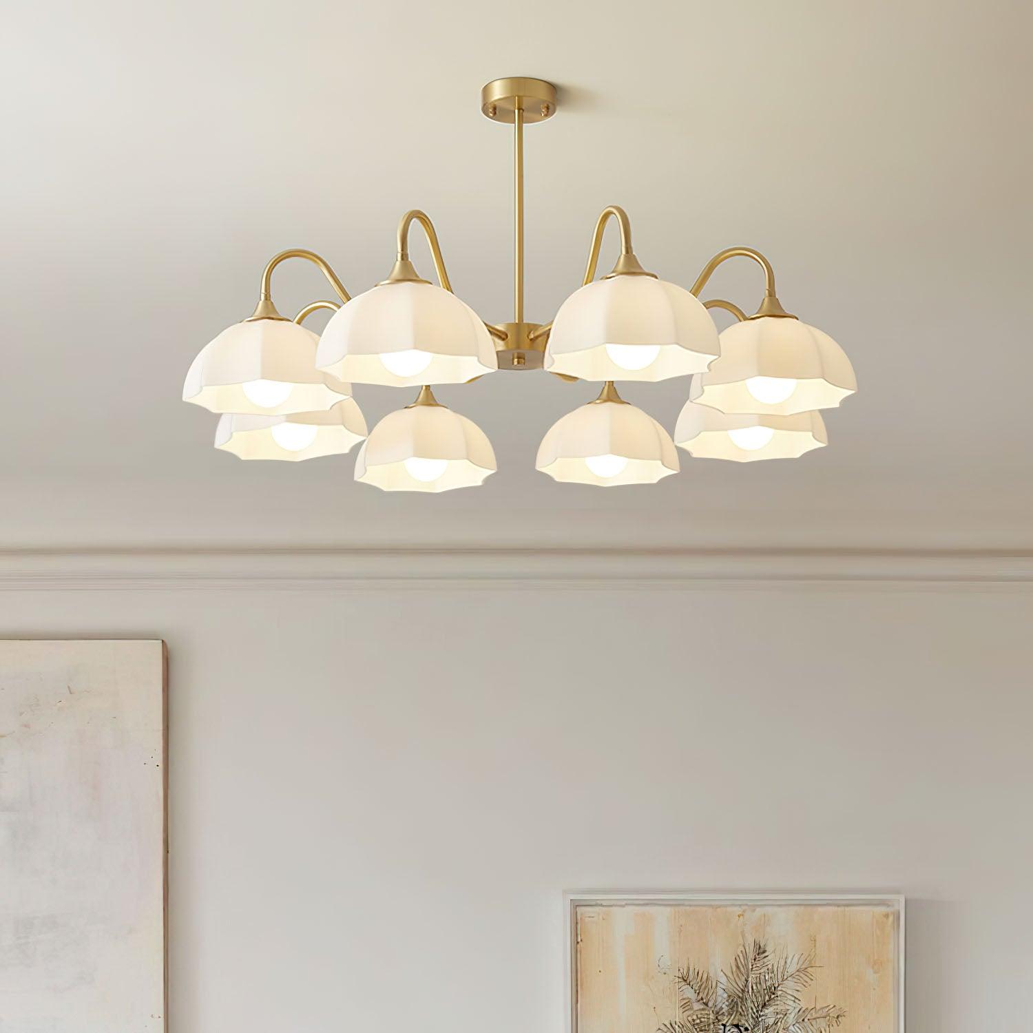 Lustra Chandelier Octagonal Glass Bowl Copper French - Letslighting